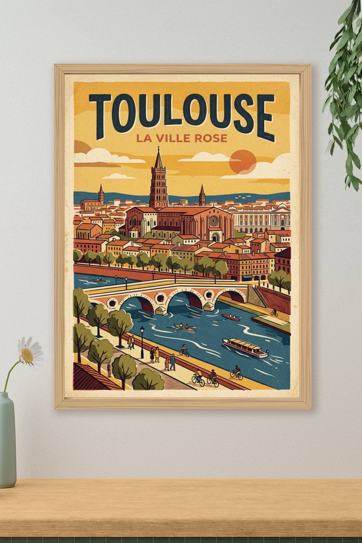 Affiche de Toulouse, poster vintage ville rose