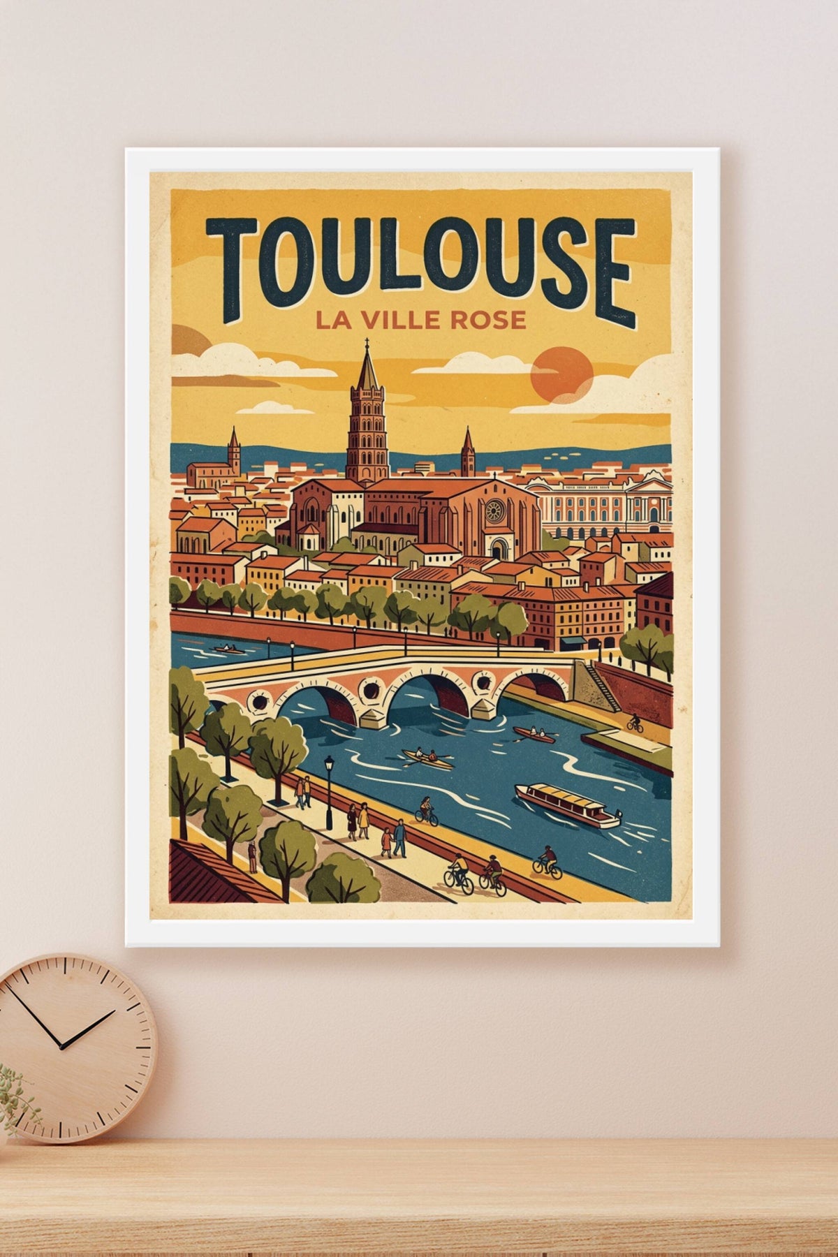 Affiche de Toulouse, poster vintage ville rose