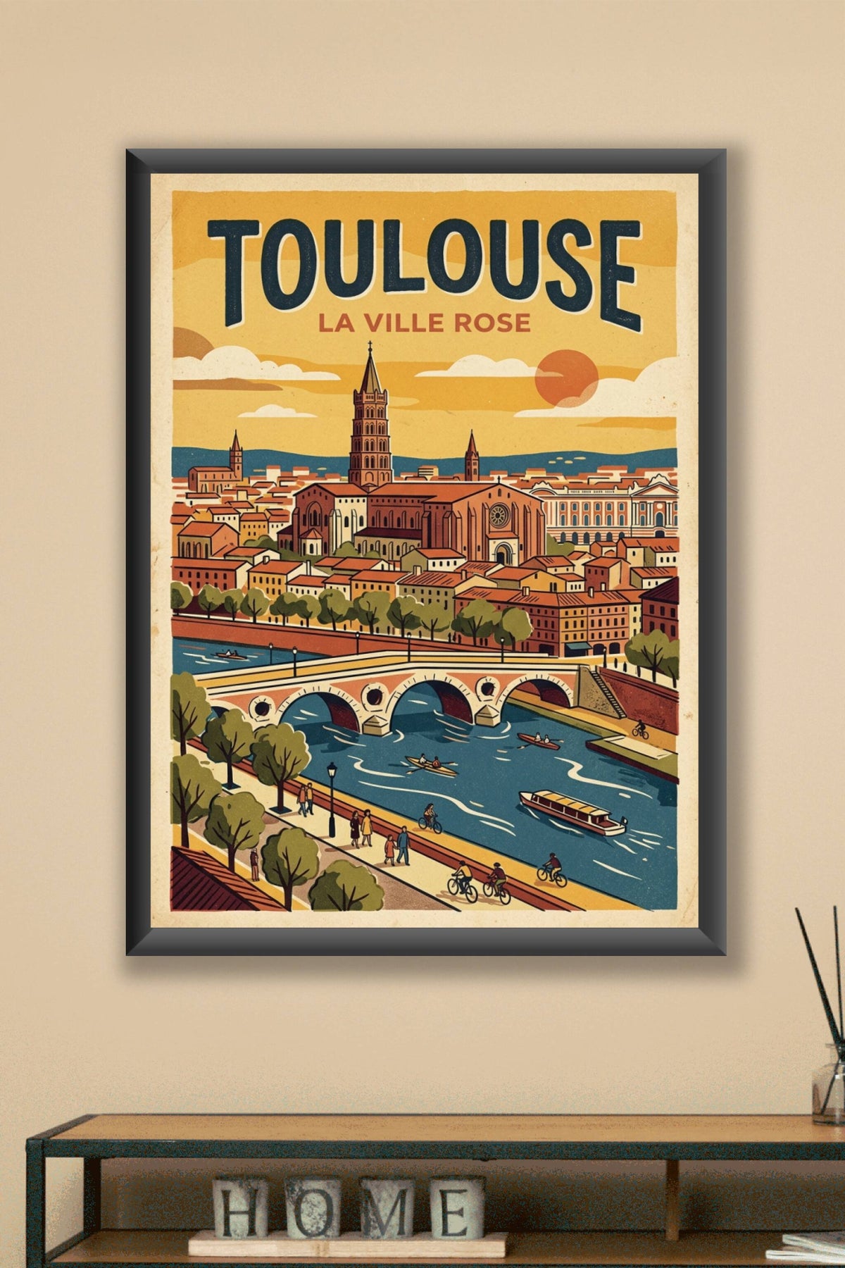 Affiche de Toulouse, poster vintage ville rose