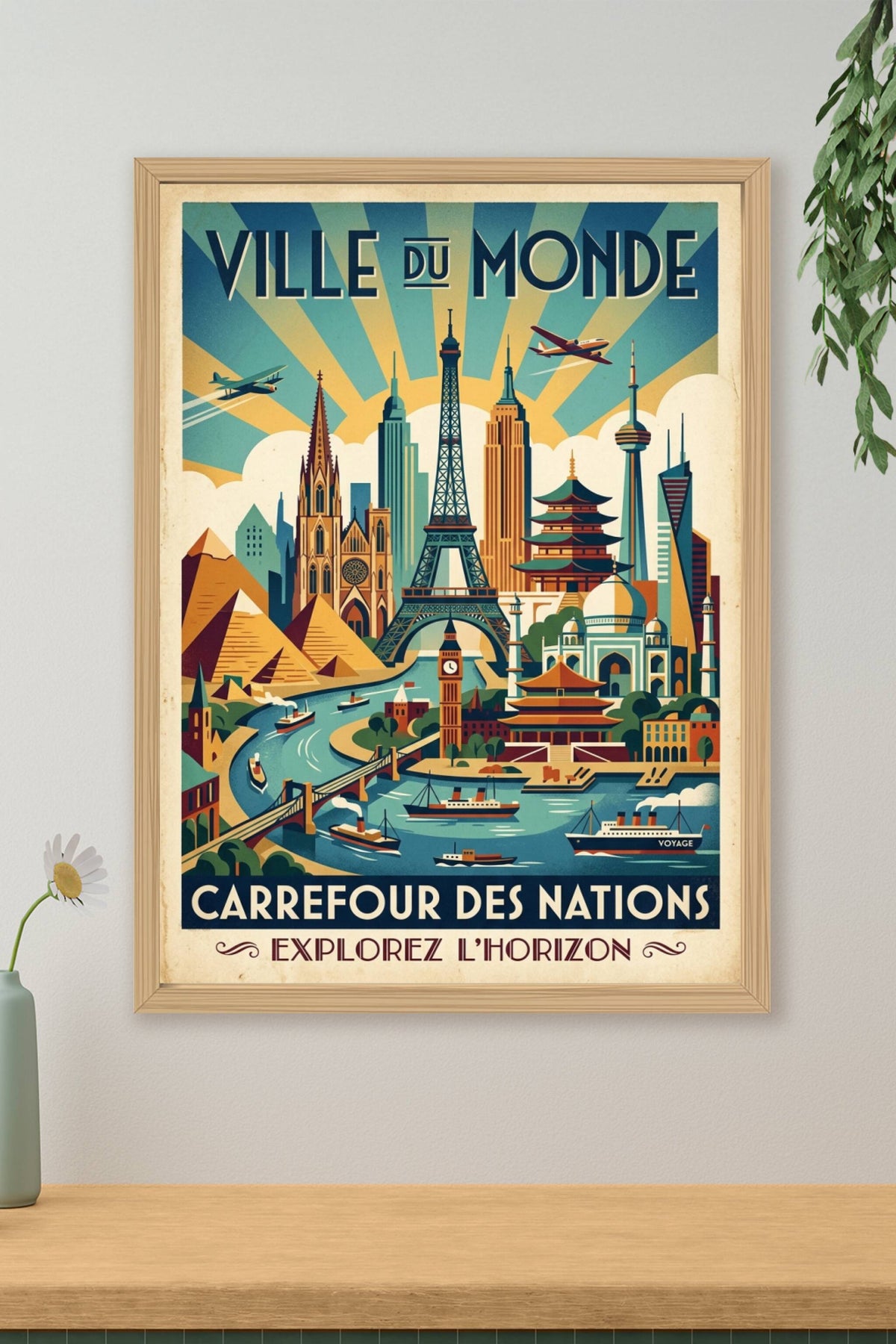 Affiche Ville du Monde, poster monuments vintage