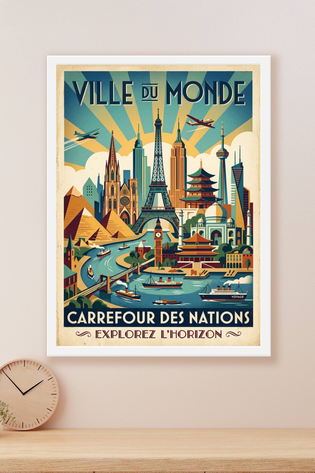 Affiche Ville du Monde, poster monuments vintage