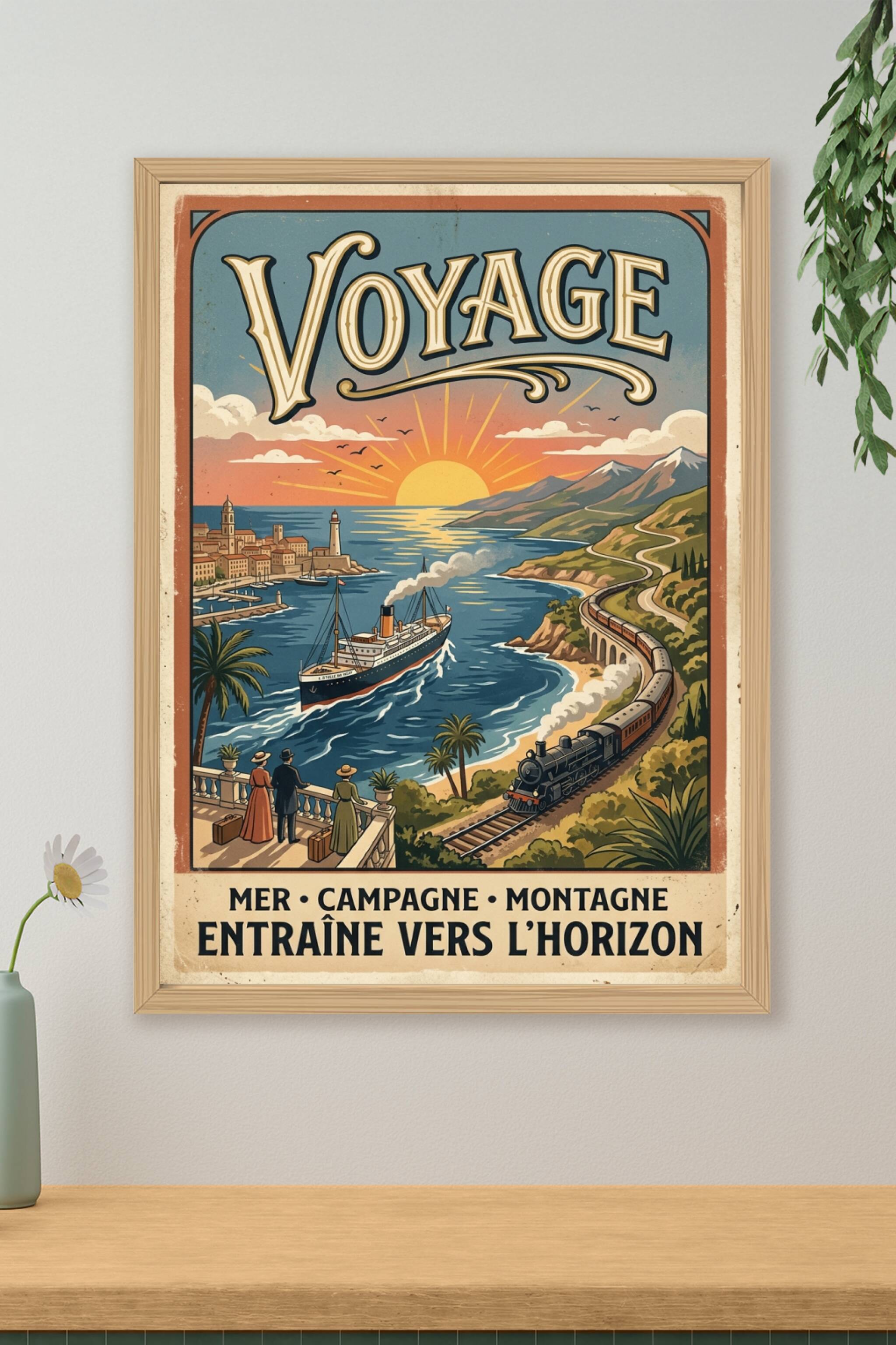 Affiche Voyage vintage, poster décoratif