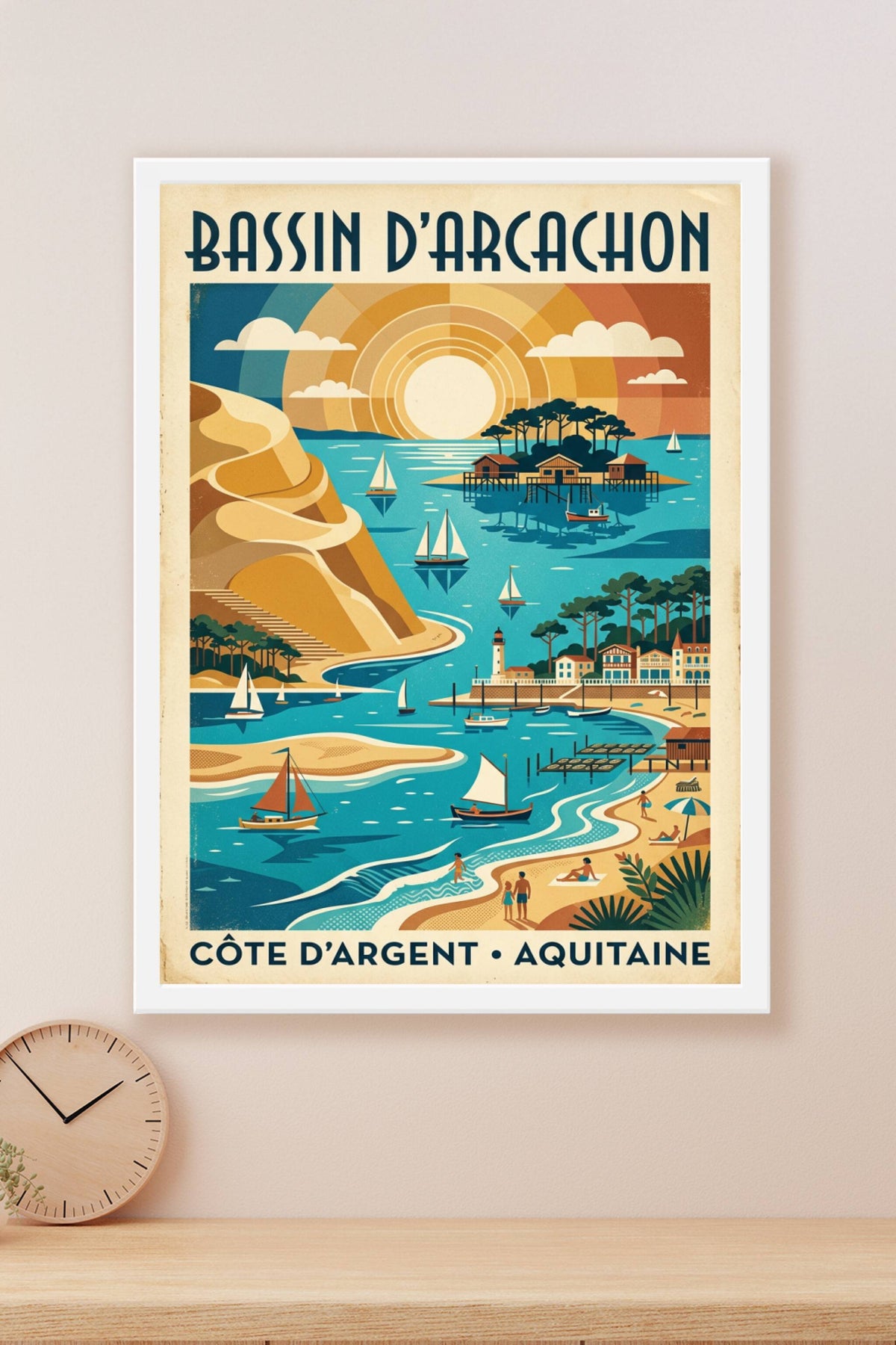 Affiche Bassin d'Arcachon, style vintage