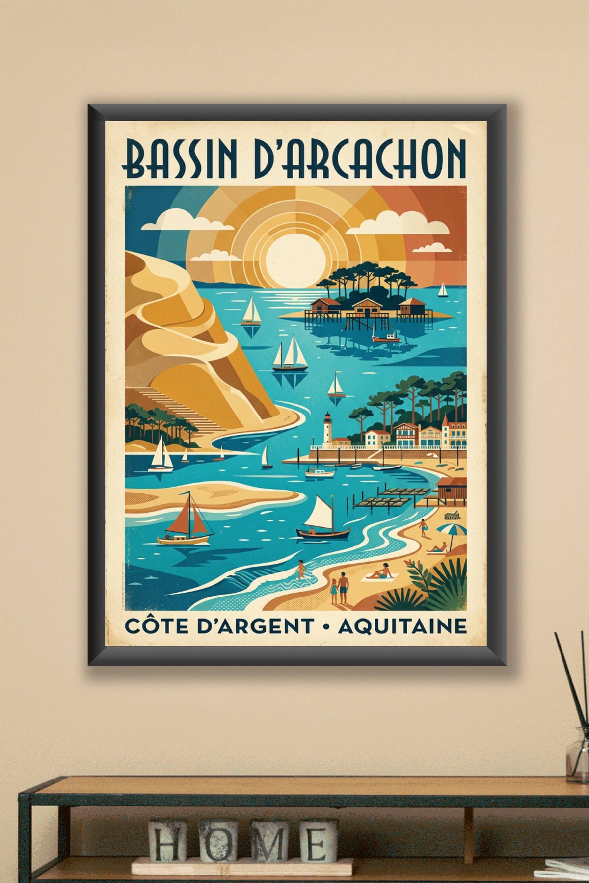 Affiche Bassin d'Arcachon, style vintage