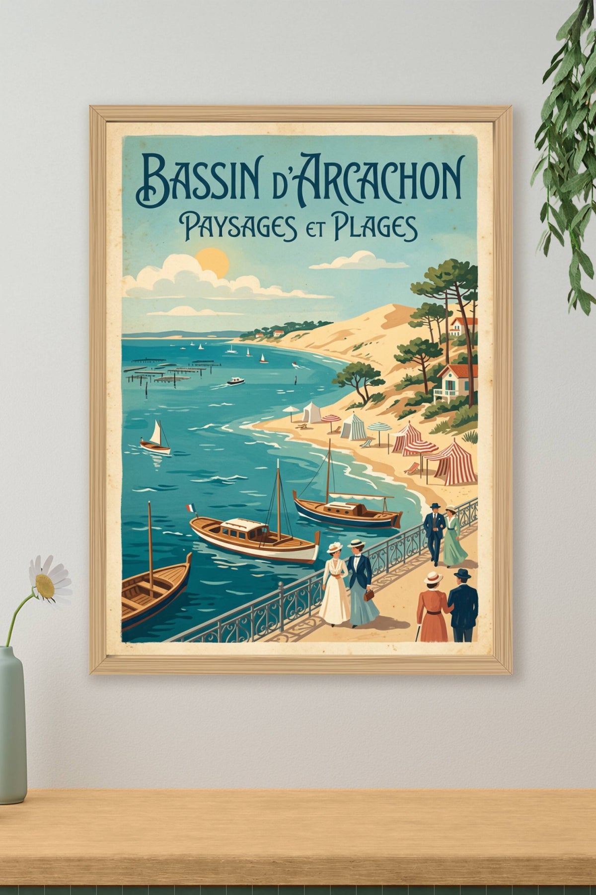 Affiche du Bassin d'Arcachon, style vintage