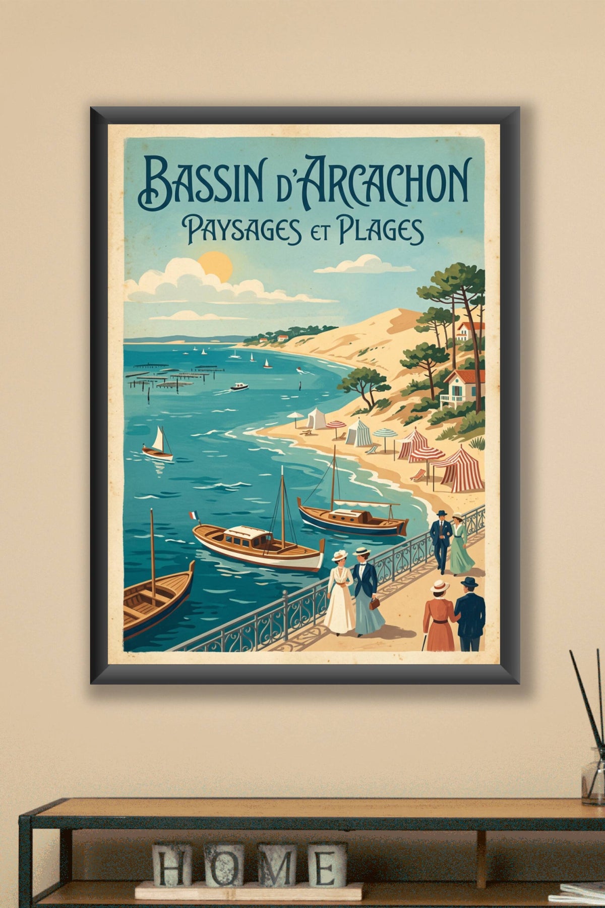Affiche du Bassin d'Arcachon, style vintage