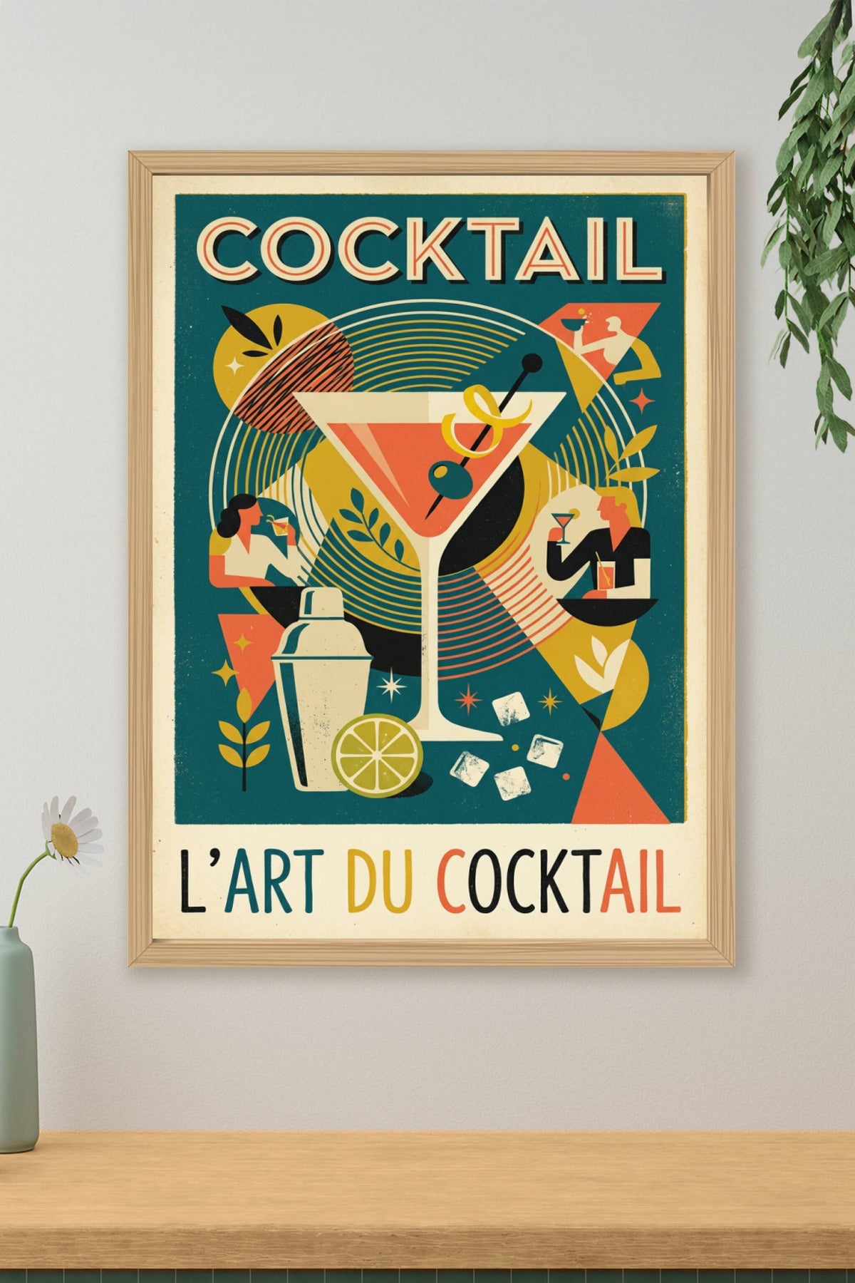 Affiche l'Art du Cocktail, style vintage