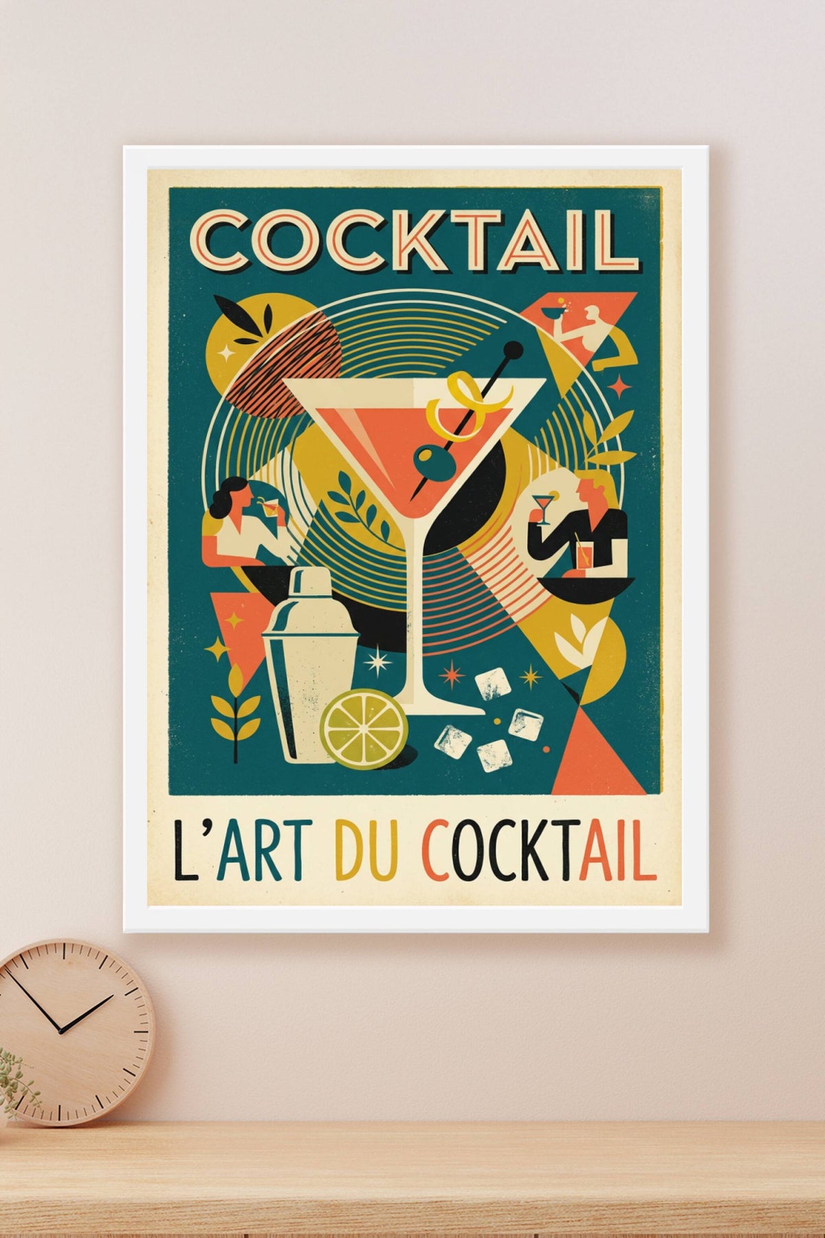 Affiche l'Art du Cocktail, style vintage
