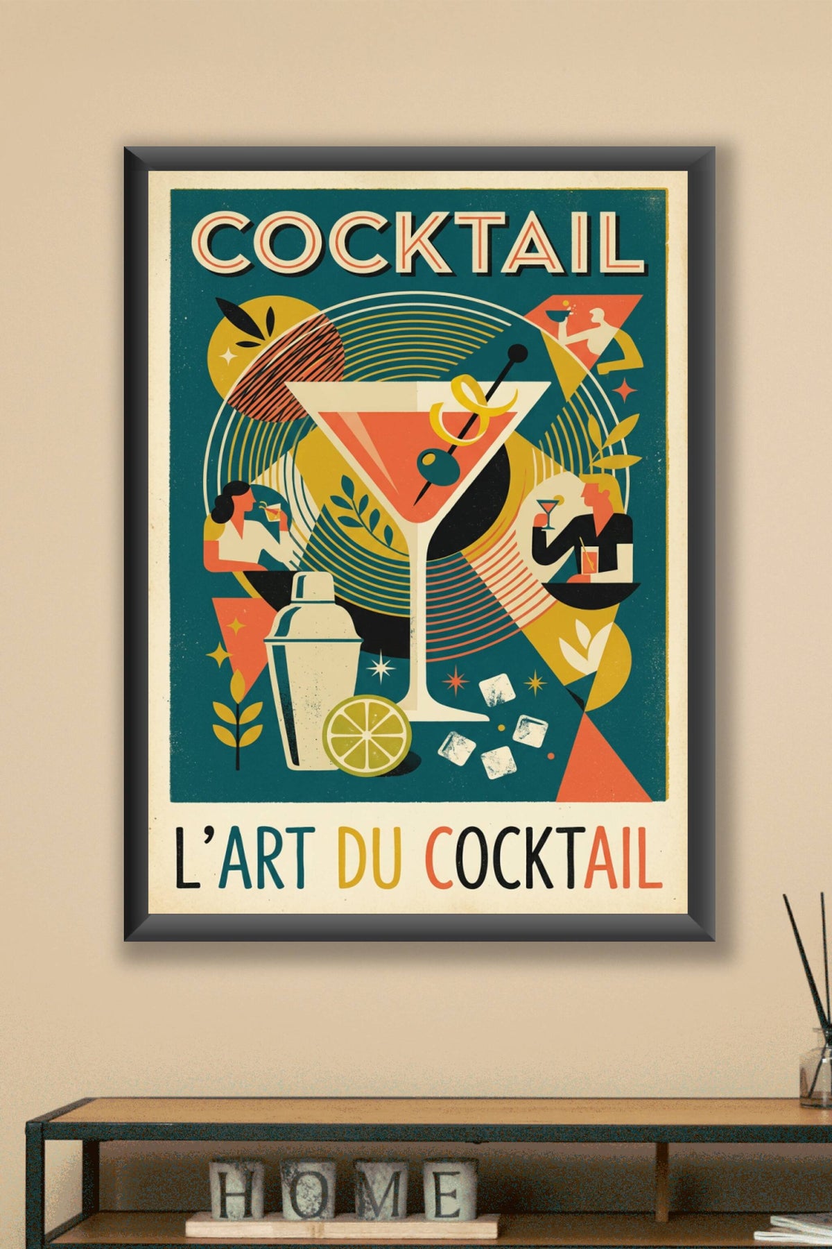 Affiche l'Art du Cocktail, style vintage