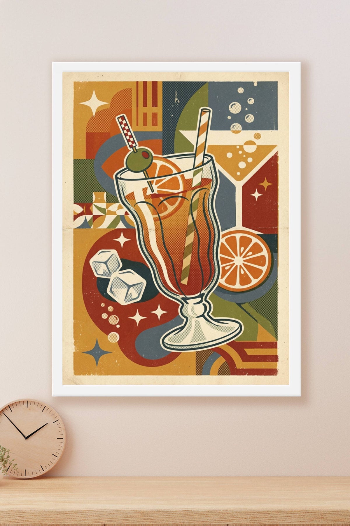Affiche Cocktail vintage, style géométrique