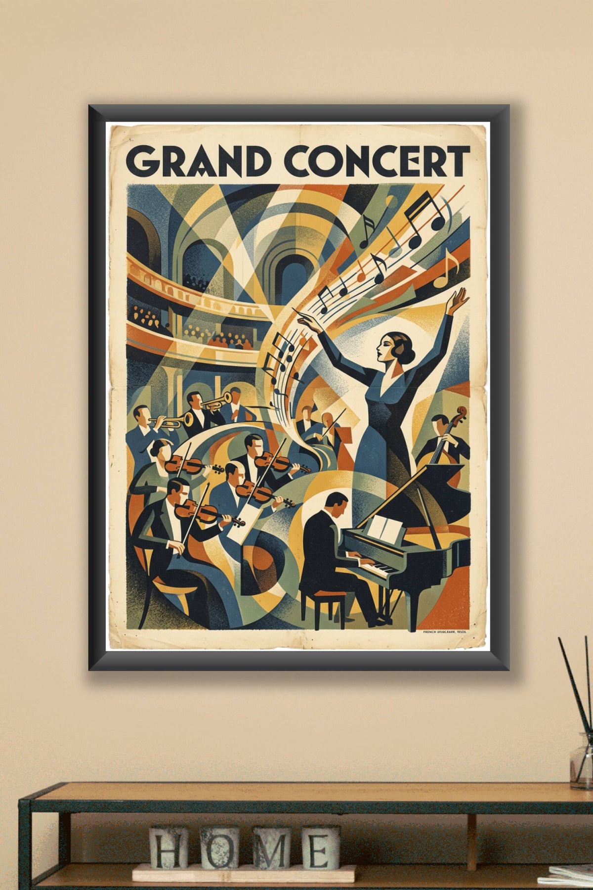 Affiche Grand Concert, poster orchestre vintage