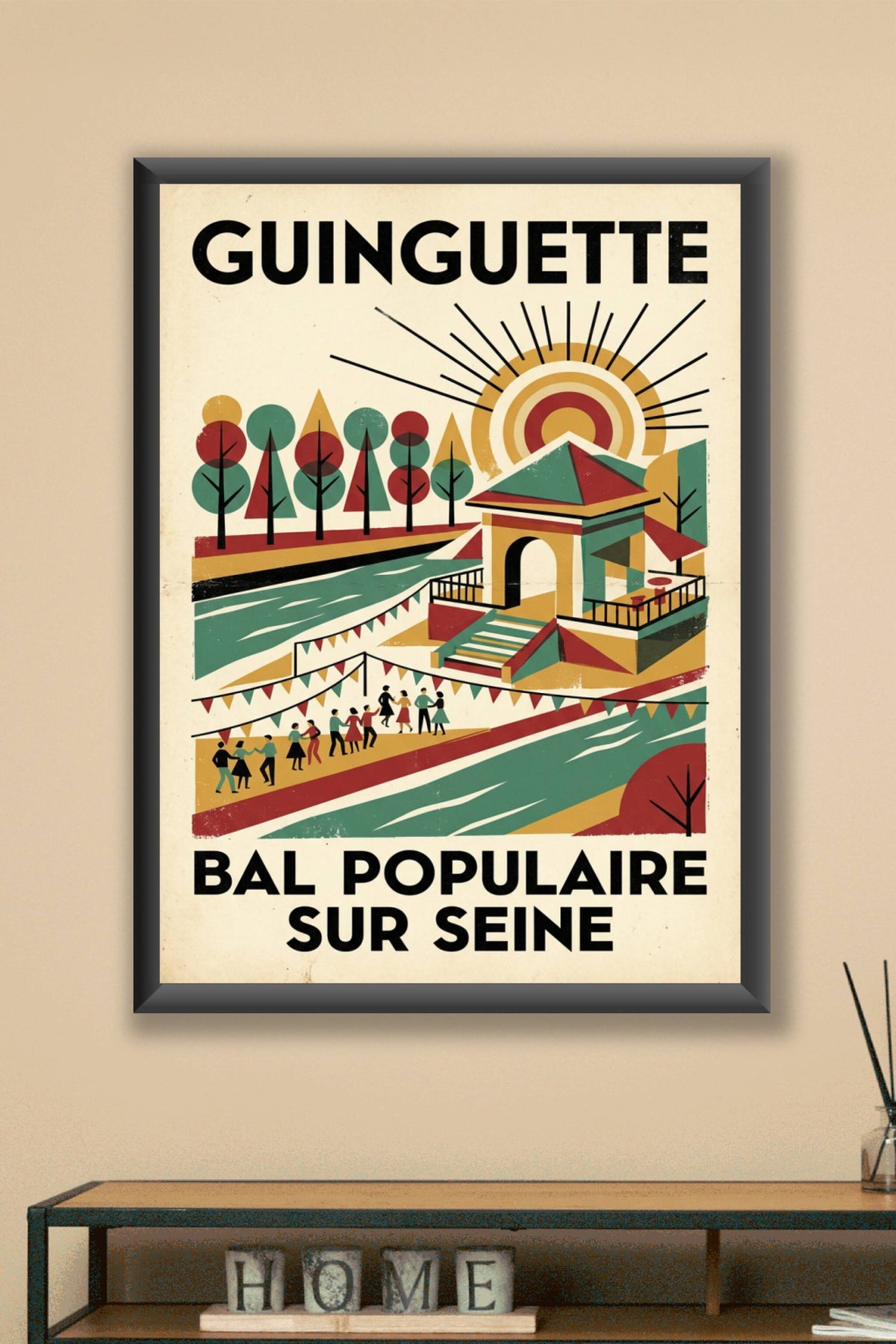Affiche Guinguette, bal populaire sur Seine