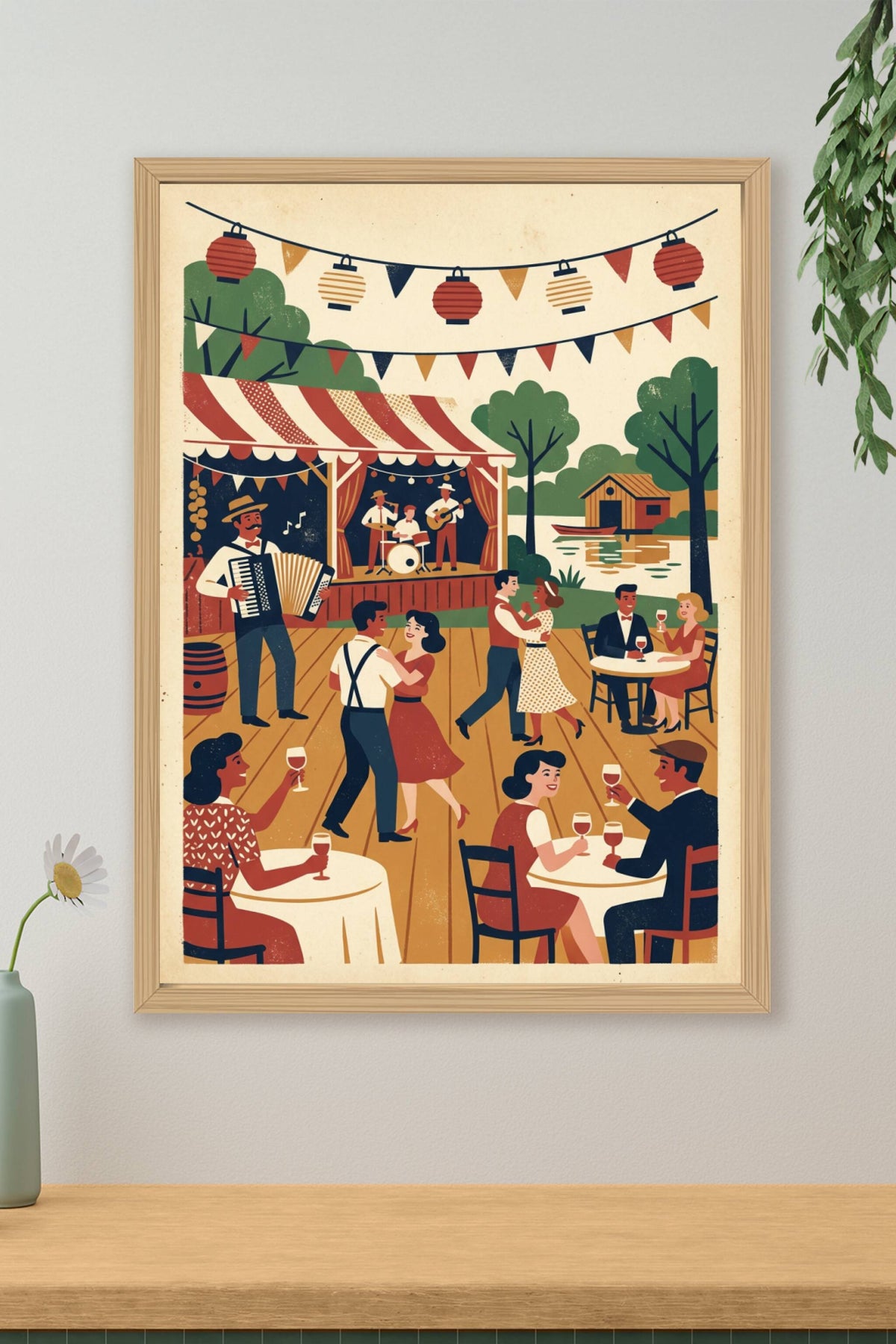 Affiche bal musette, poster guinguette vintage