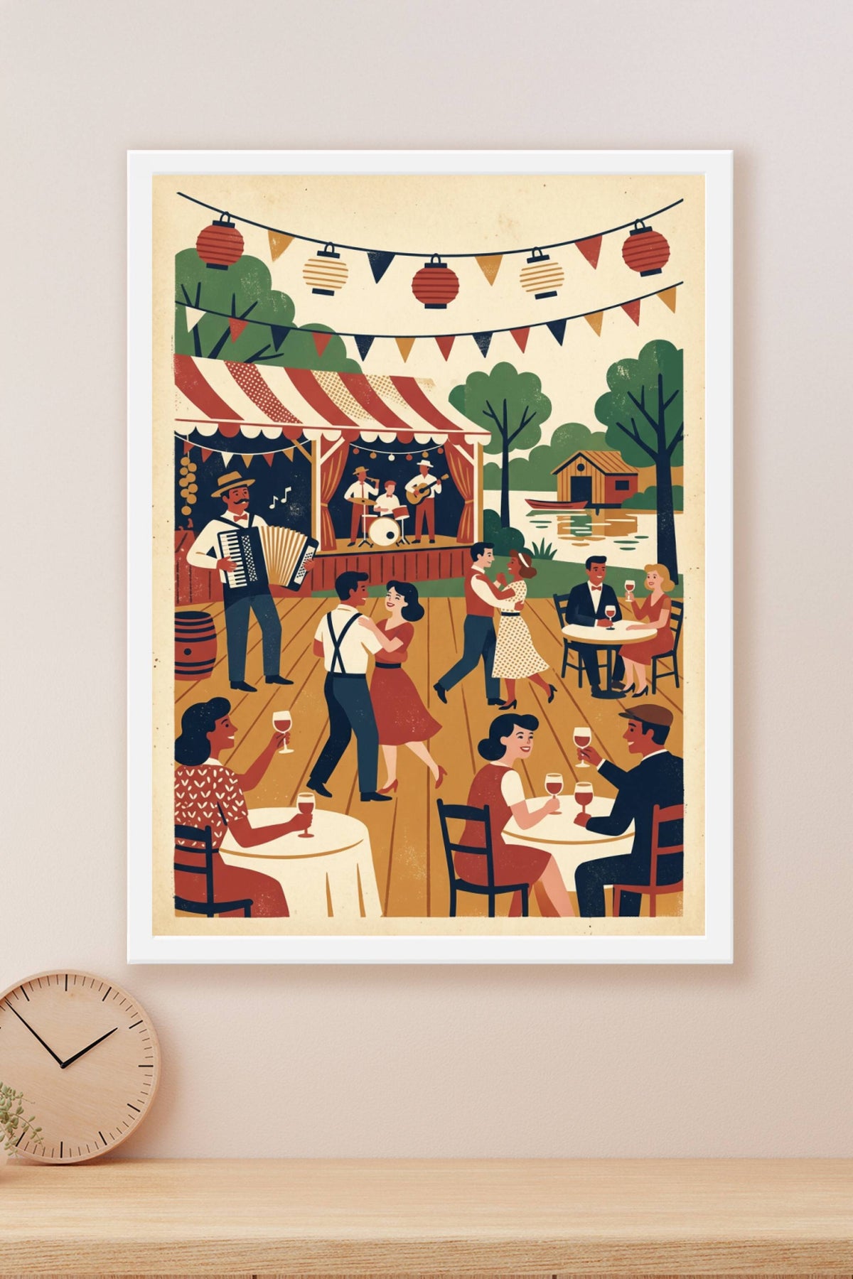 Affiche bal musette, poster guinguette vintage