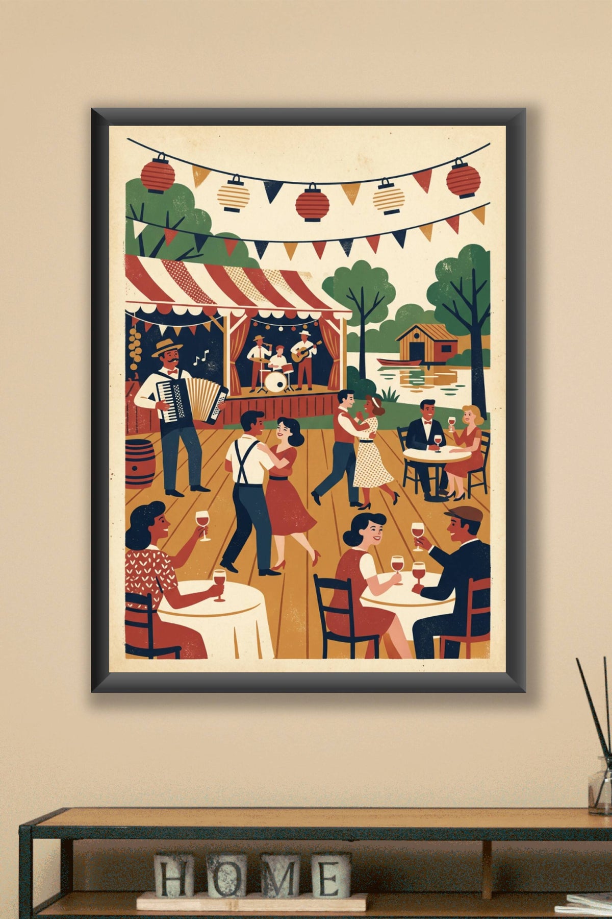 Affiche bal musette, poster guinguette vintage