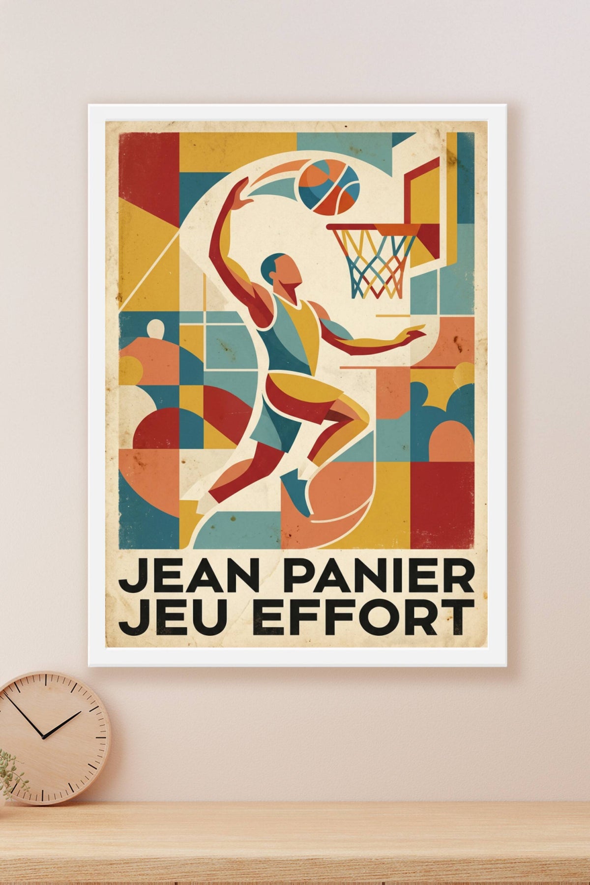Affiche de basketball vintage, poster Jean Panier