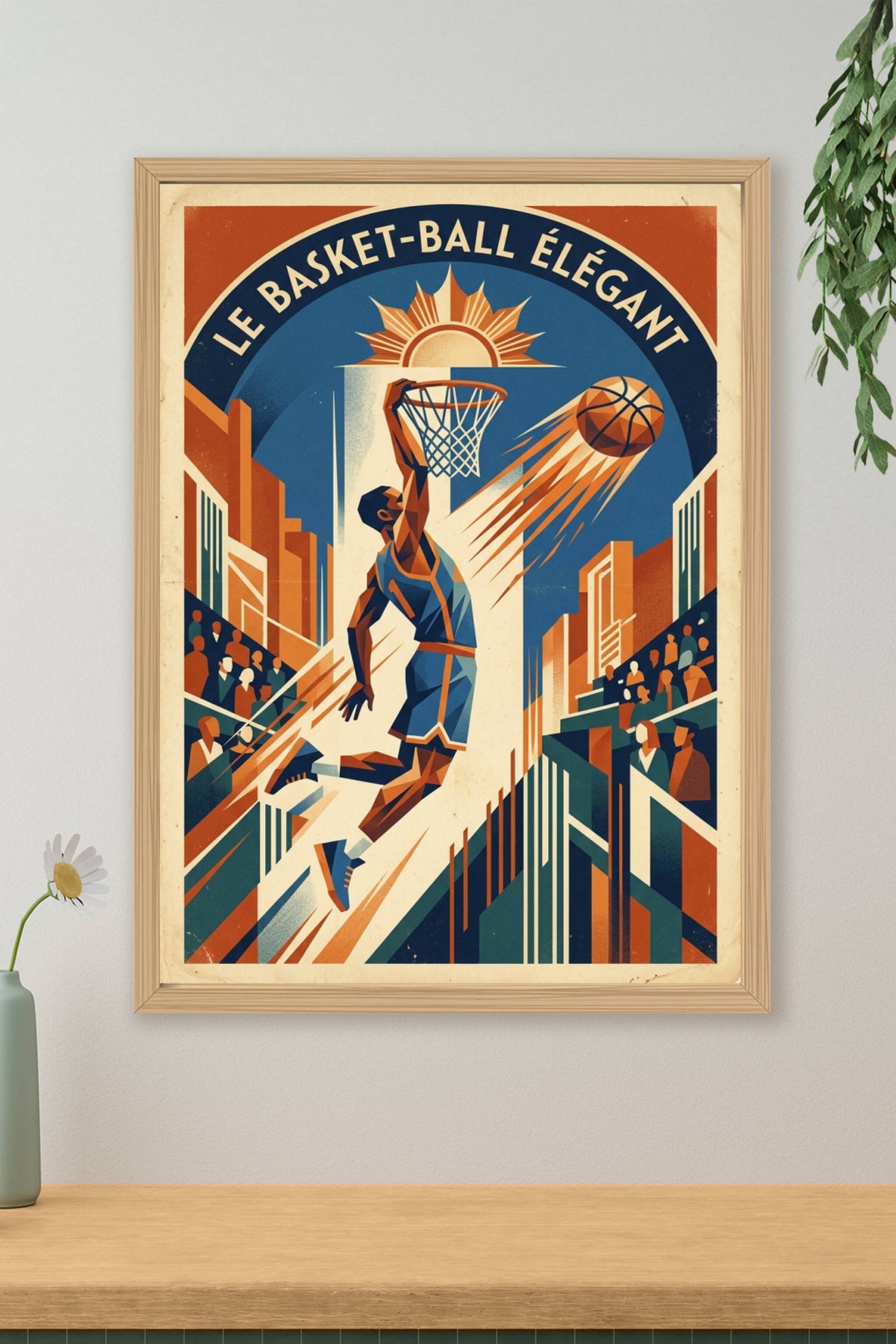 Affiche de basket-ball vintage, style rétro