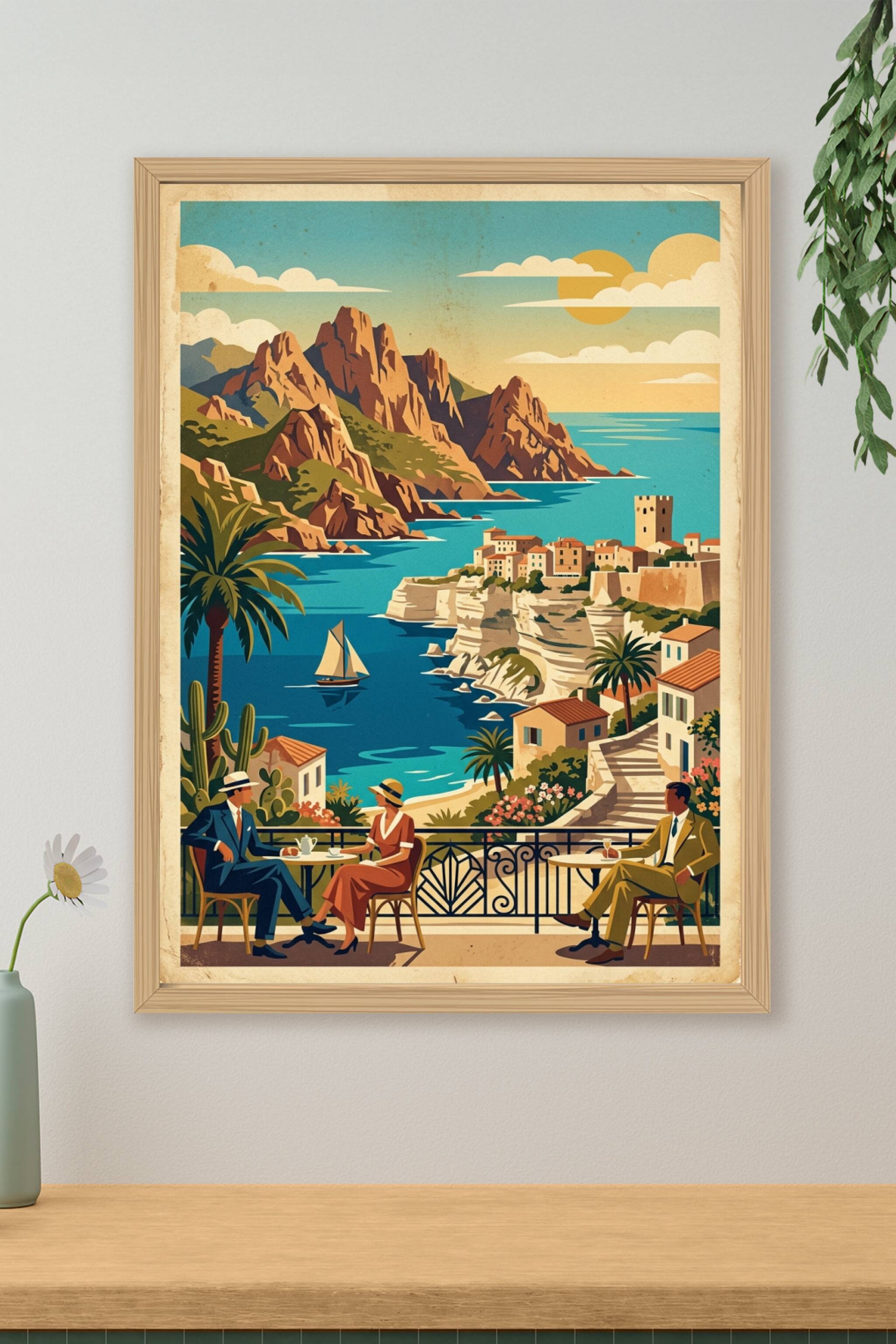 Affiche de Corse vintage, poster de Bonifacio