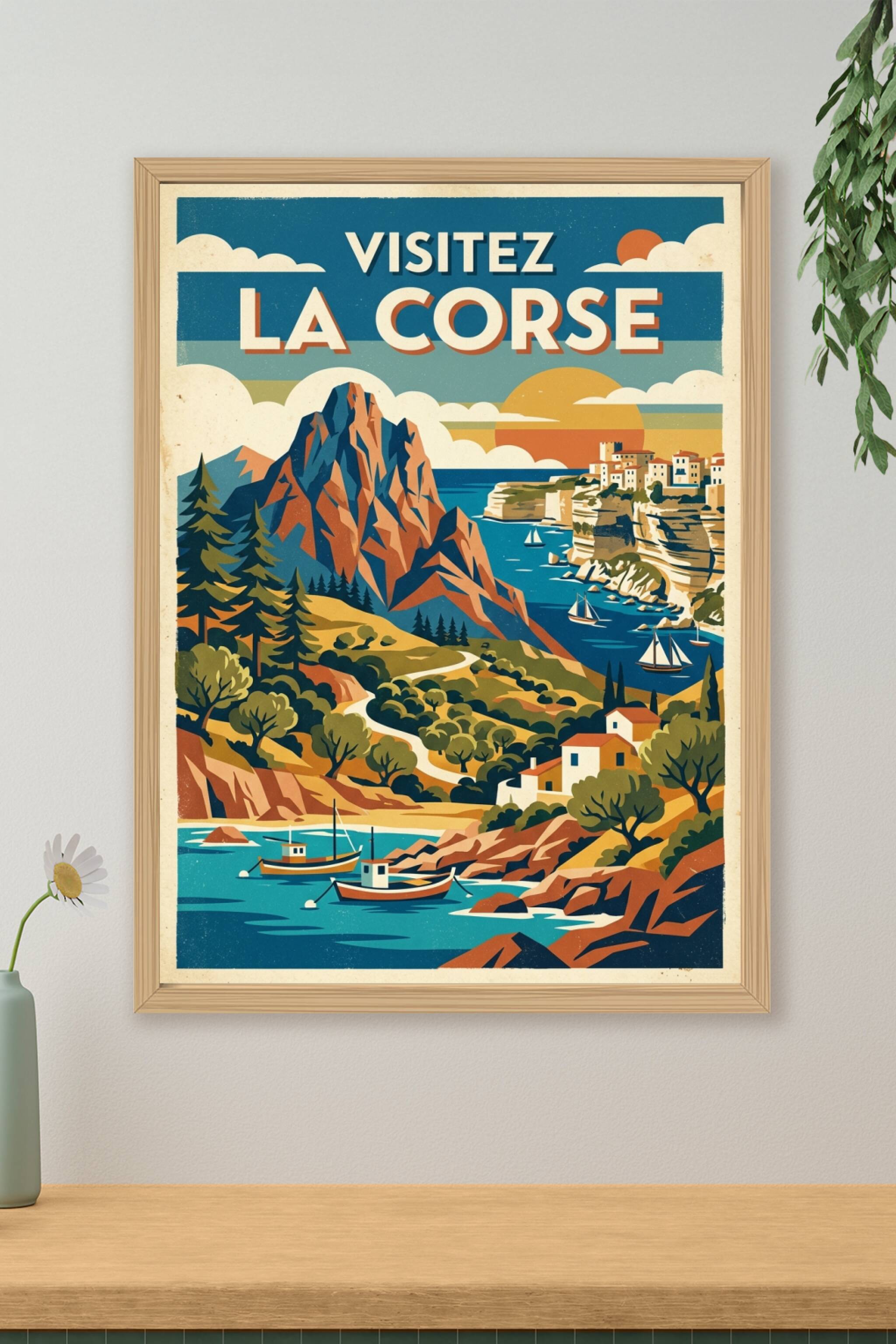 Affiche de la Corse, poster décoration vintage