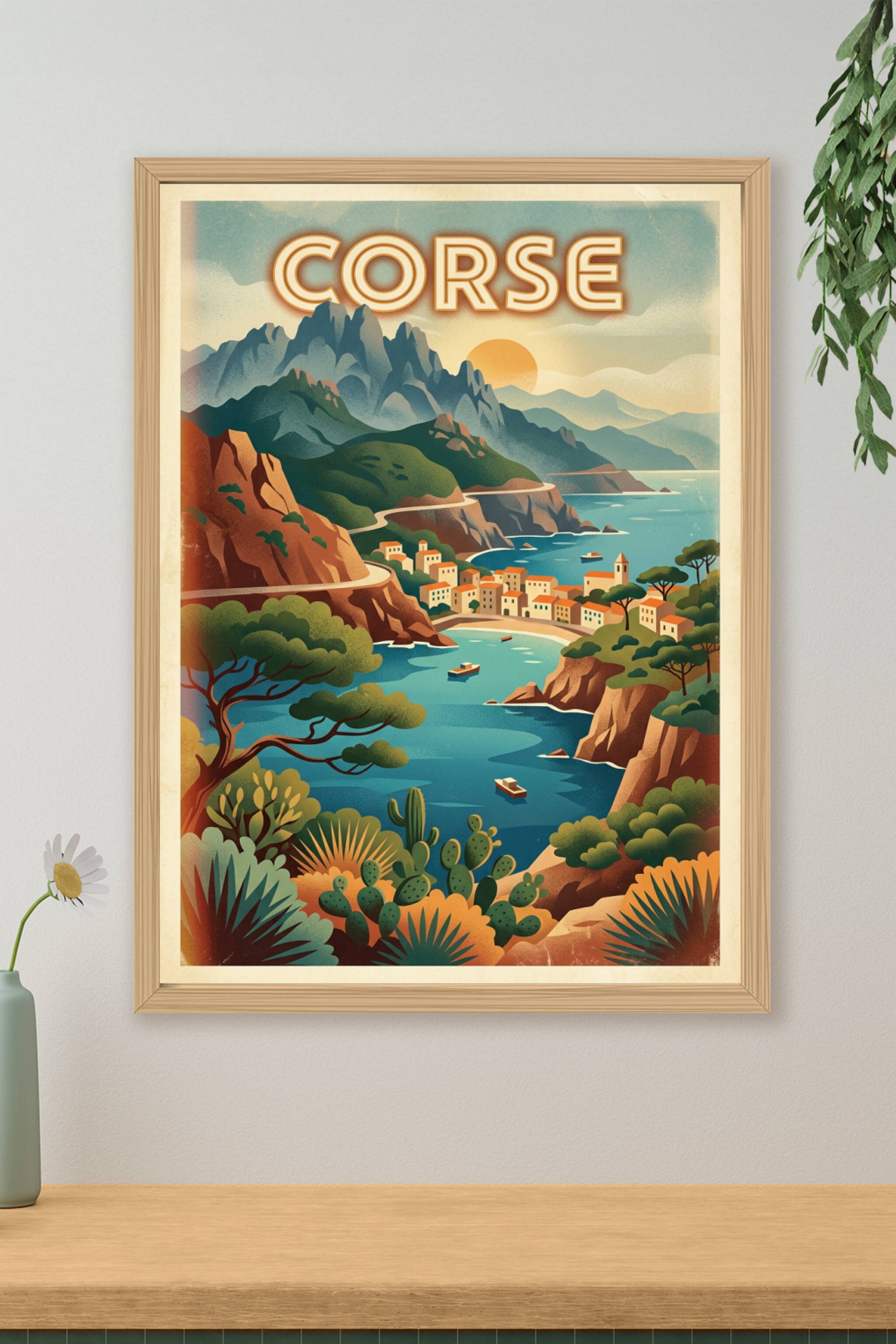 Affiche de Corse, poster paysage vintage