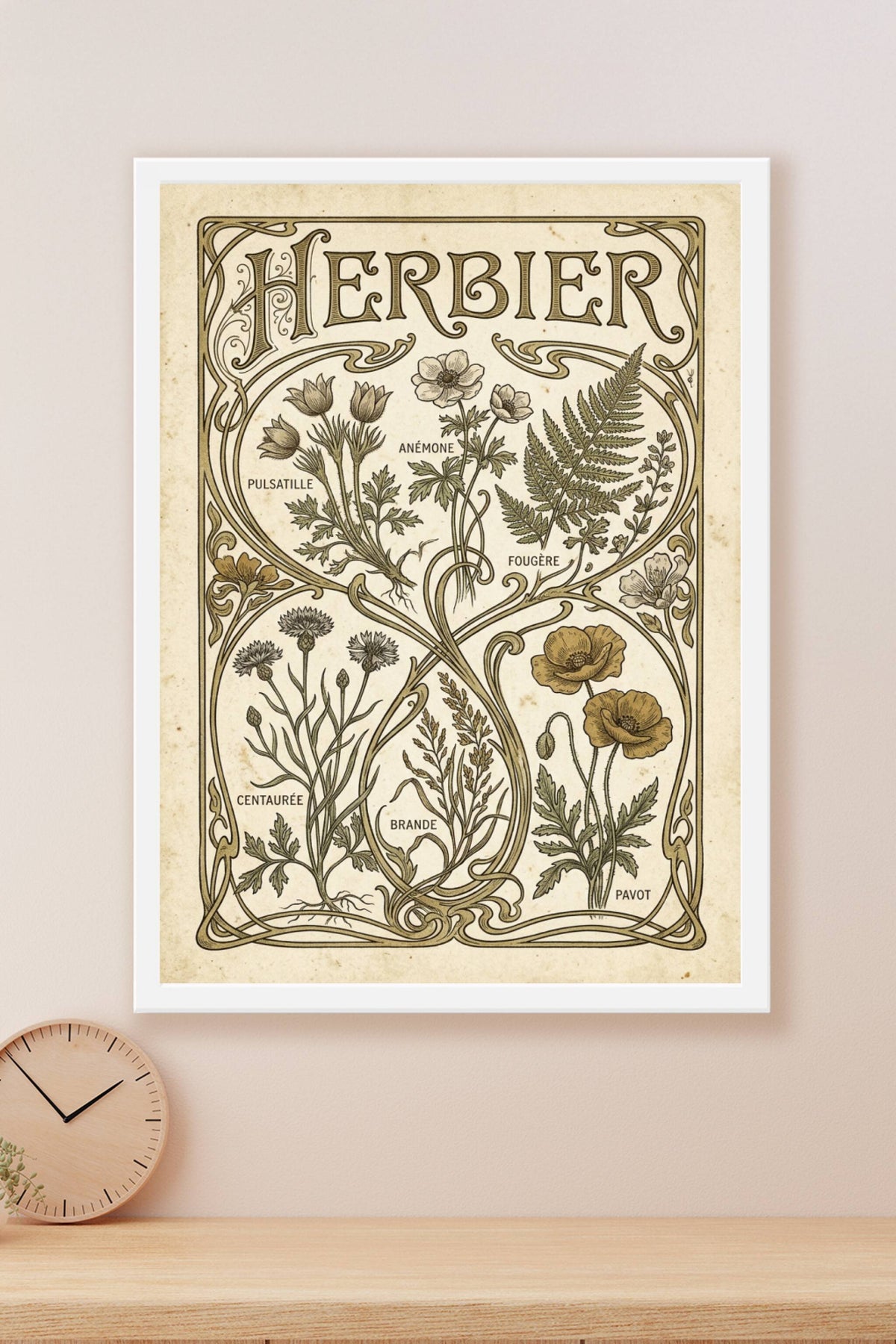 Affiche Herbier vintage, style Art Nouveau