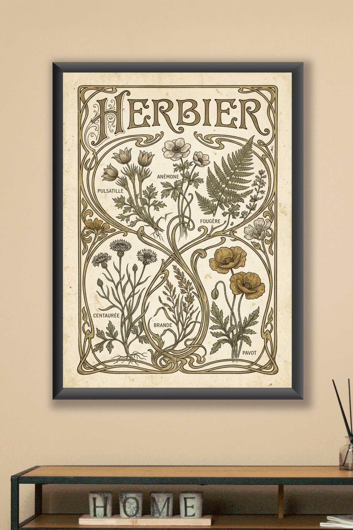 Affiche Herbier vintage, style Art Nouveau