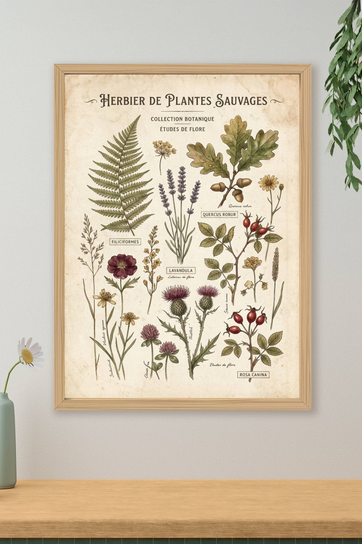 Affiche d'herbier vintage, planches de botanique