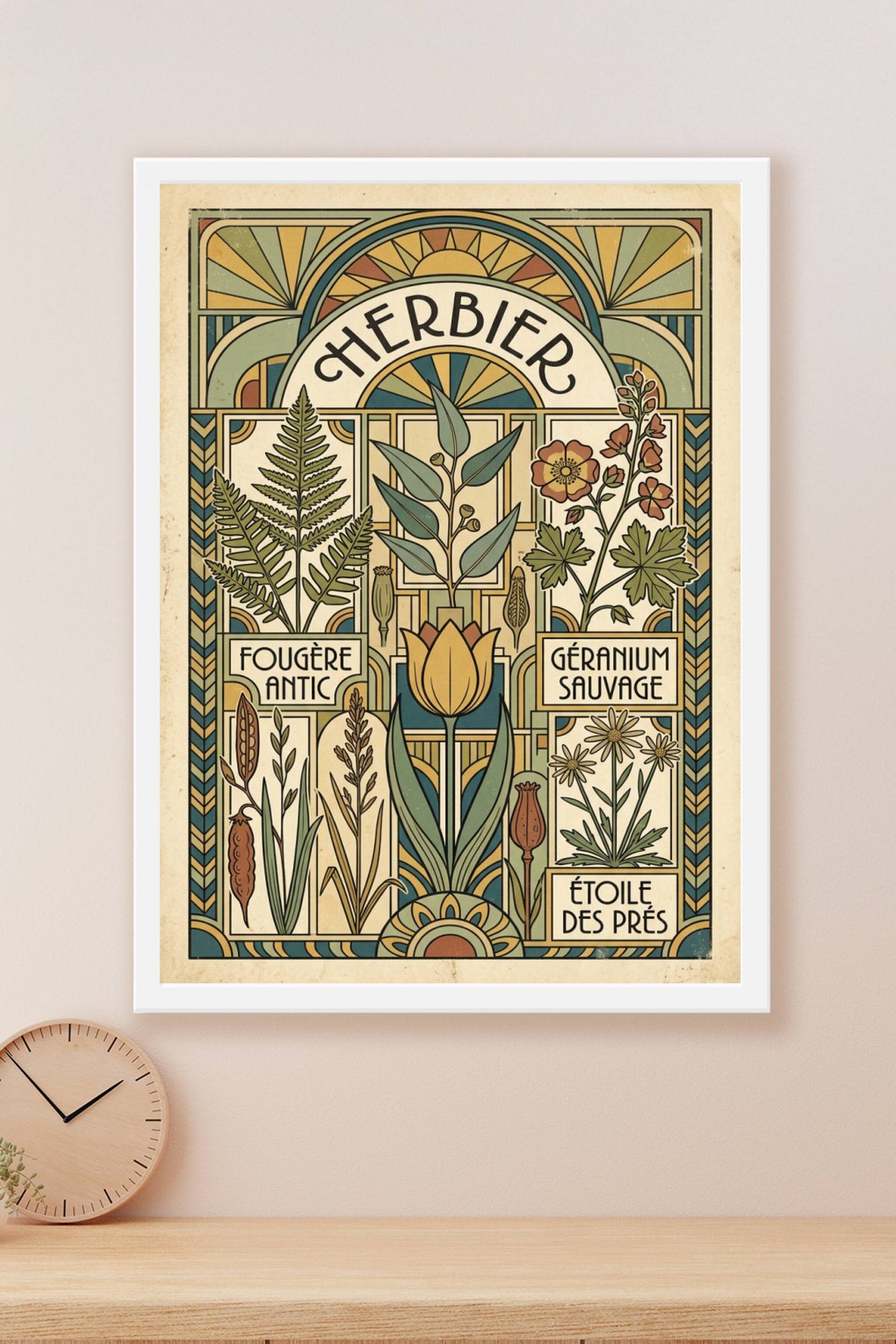 Affiche Herbier vintage, fleurs et plantes