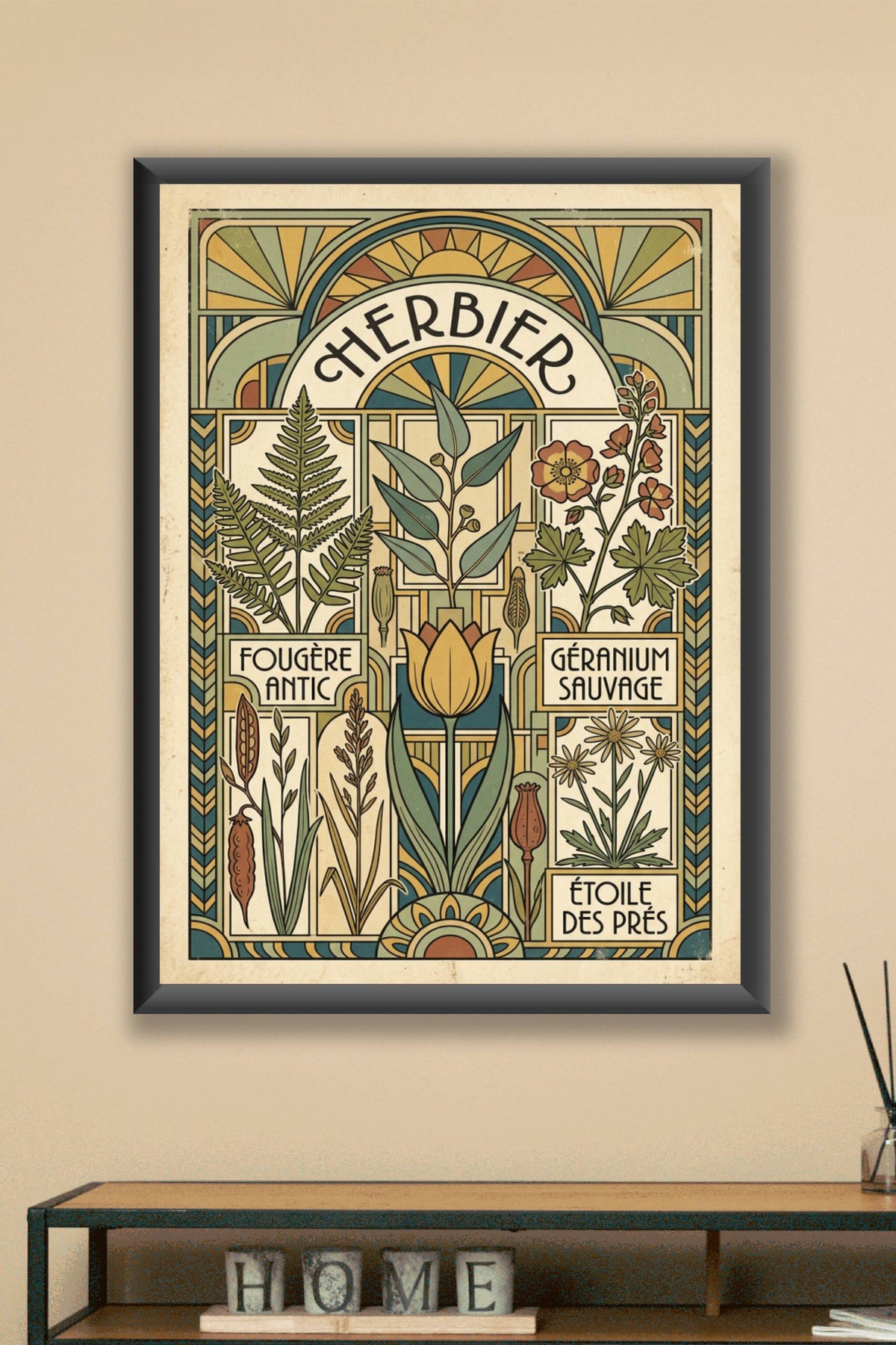 Affiche Herbier vintage, fleurs et plantes