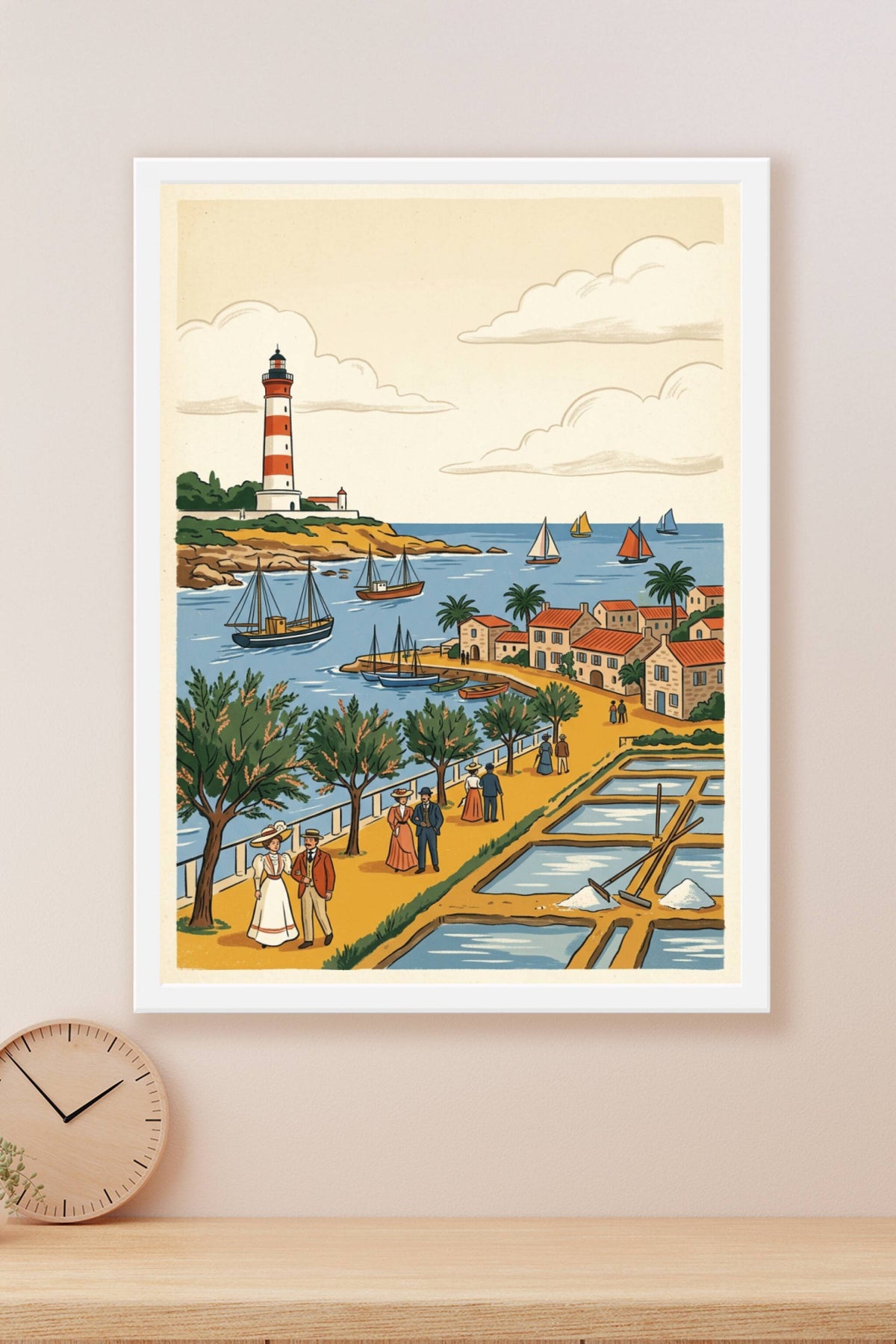 Affiche de l'Île de Ré, phare et marais salants