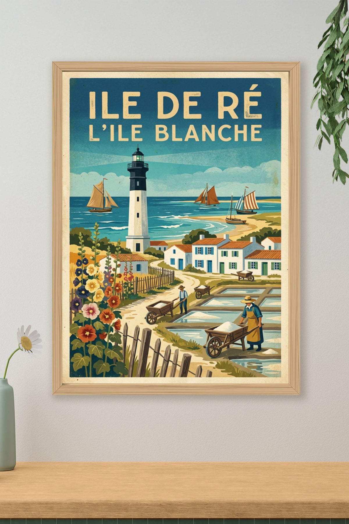 Poster de l'Île de Ré, affiche vintage phare