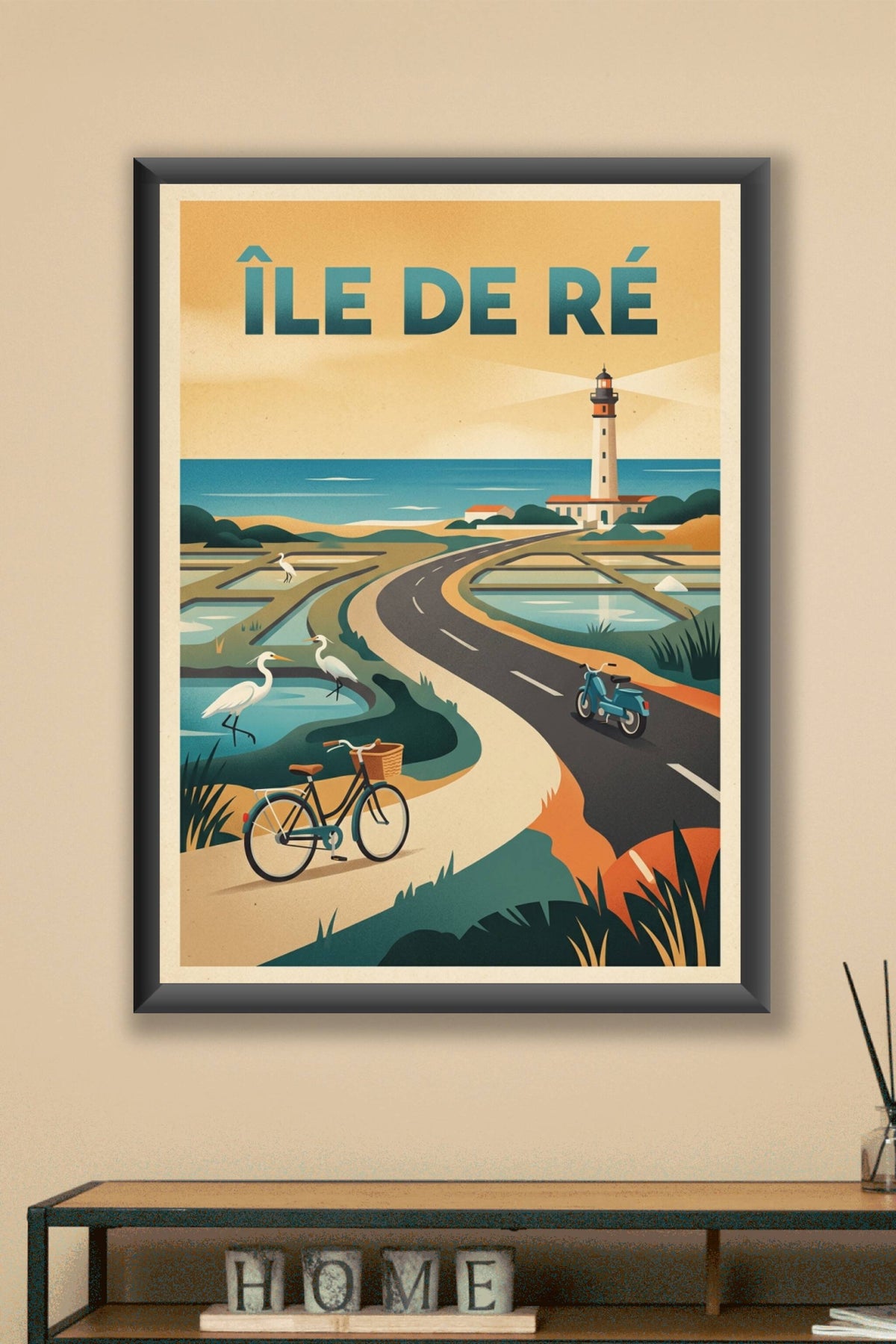 Affiche de l'Île de Ré, poster phare des Baleines