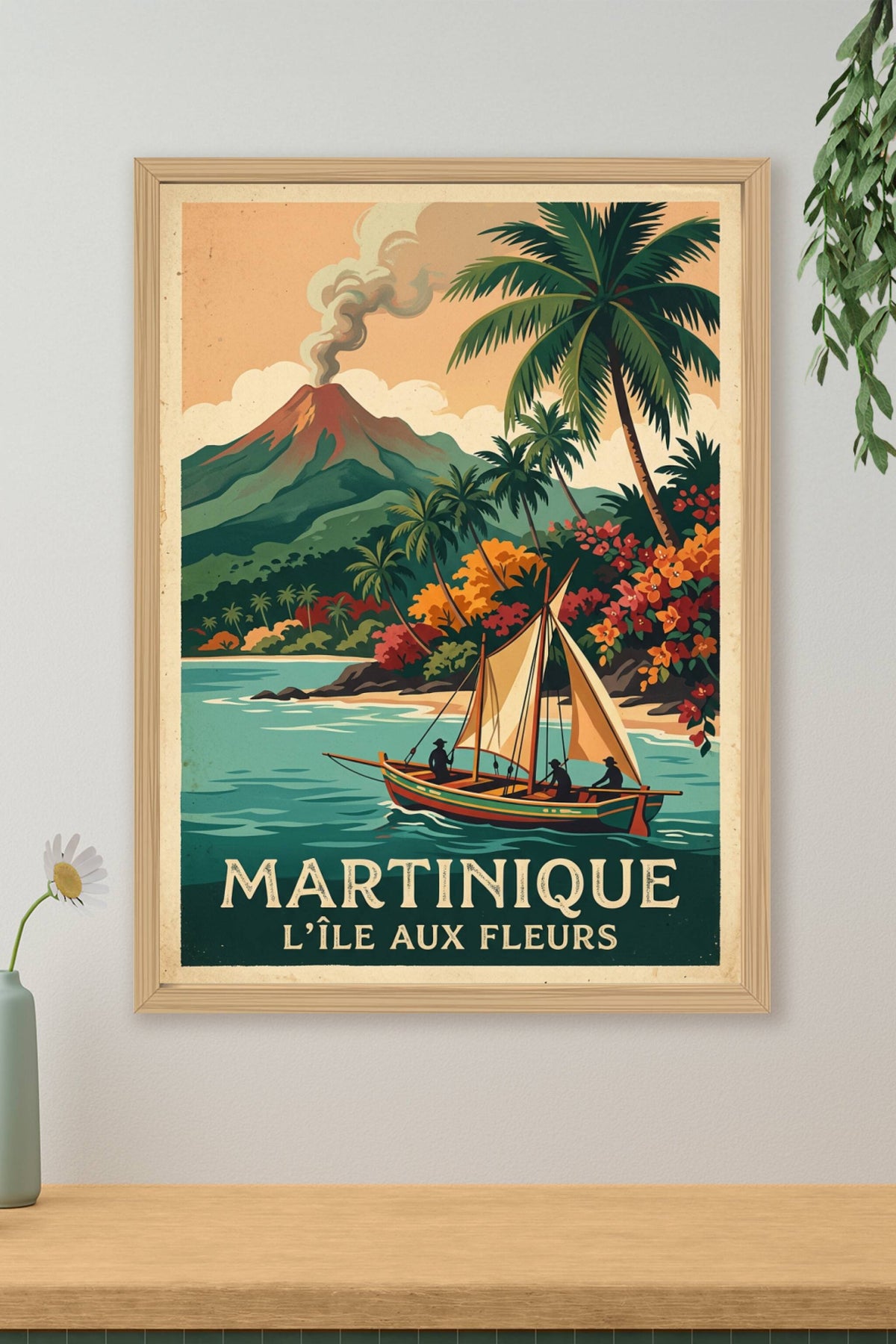 Affiche Martinique, poster vintage Pelée