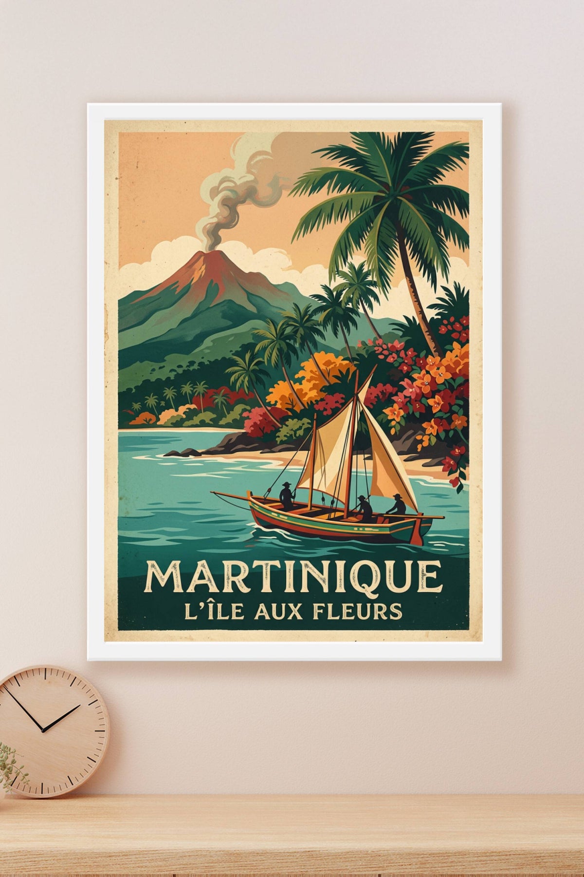 Affiche Martinique, poster vintage Pelée
