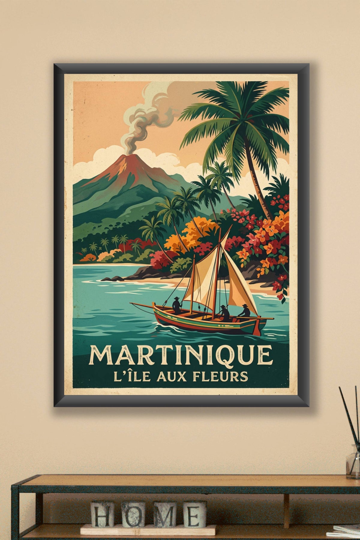 Affiche Martinique, poster vintage Pelée