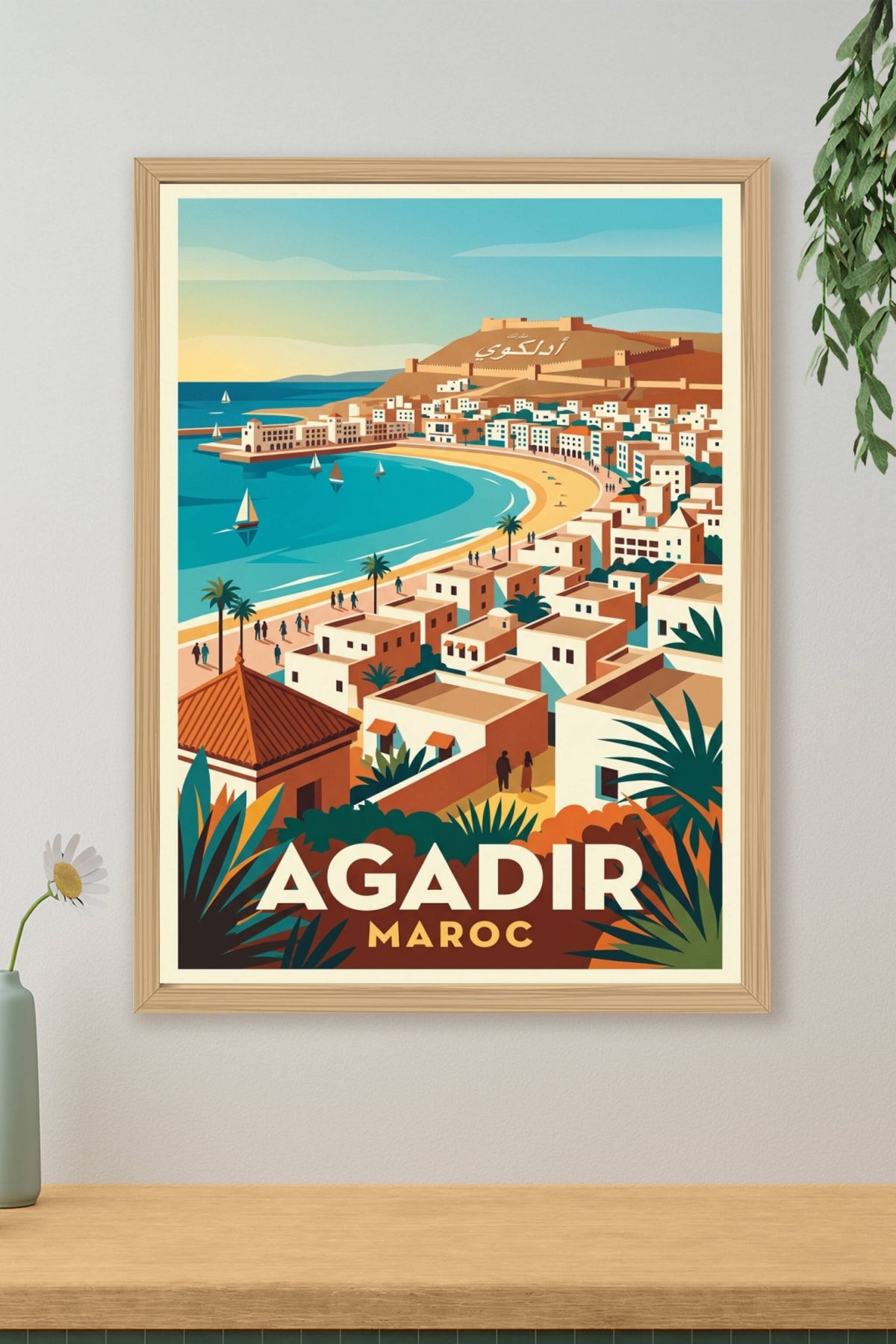 Affiche d'Agadir, Kasbah et baie du Maroc
