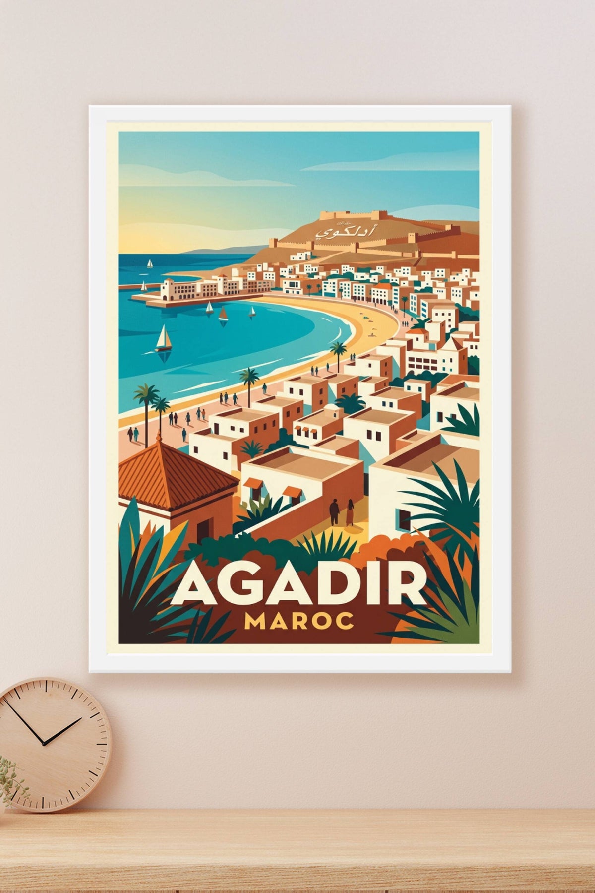 Affiche d'Agadir, Kasbah et baie du Maroc