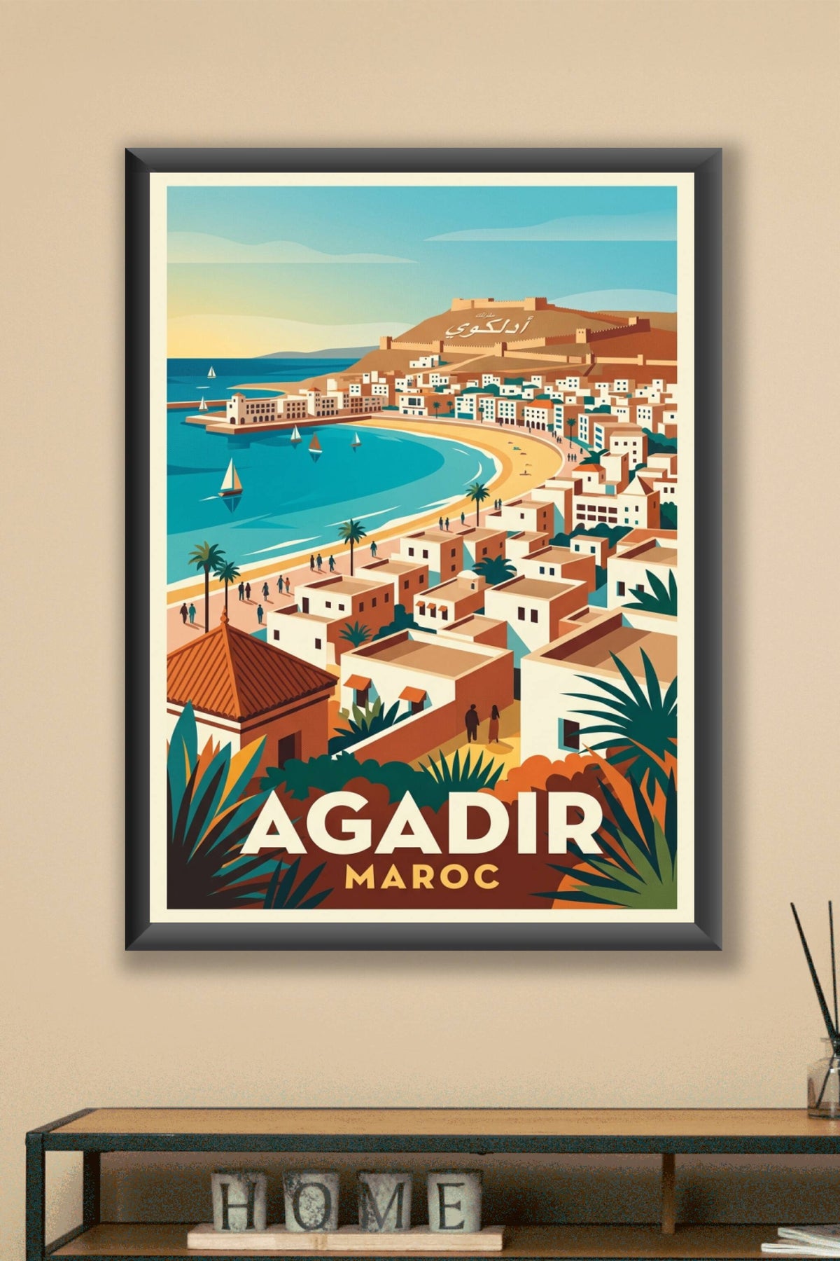 Affiche d'Agadir, Kasbah et baie du Maroc