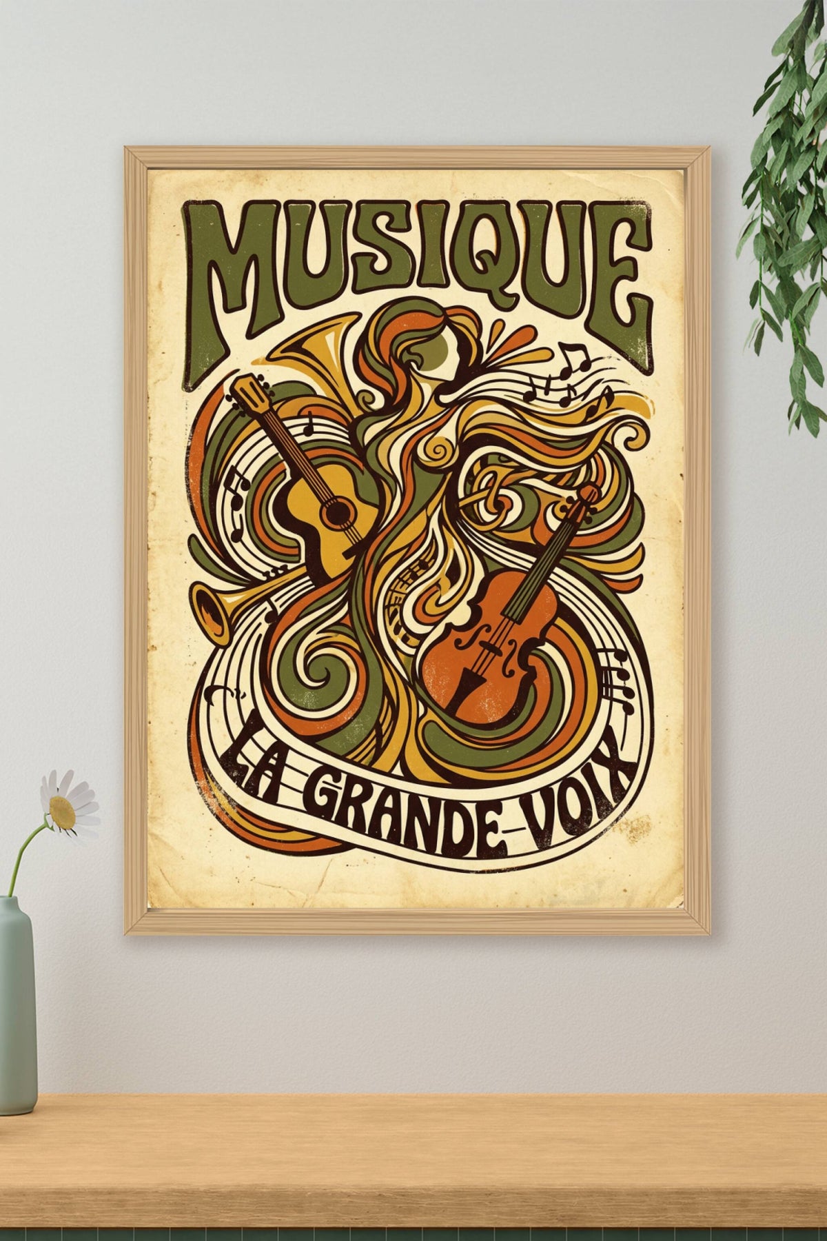 Affiche de musique vintage, poster La Grande Voix