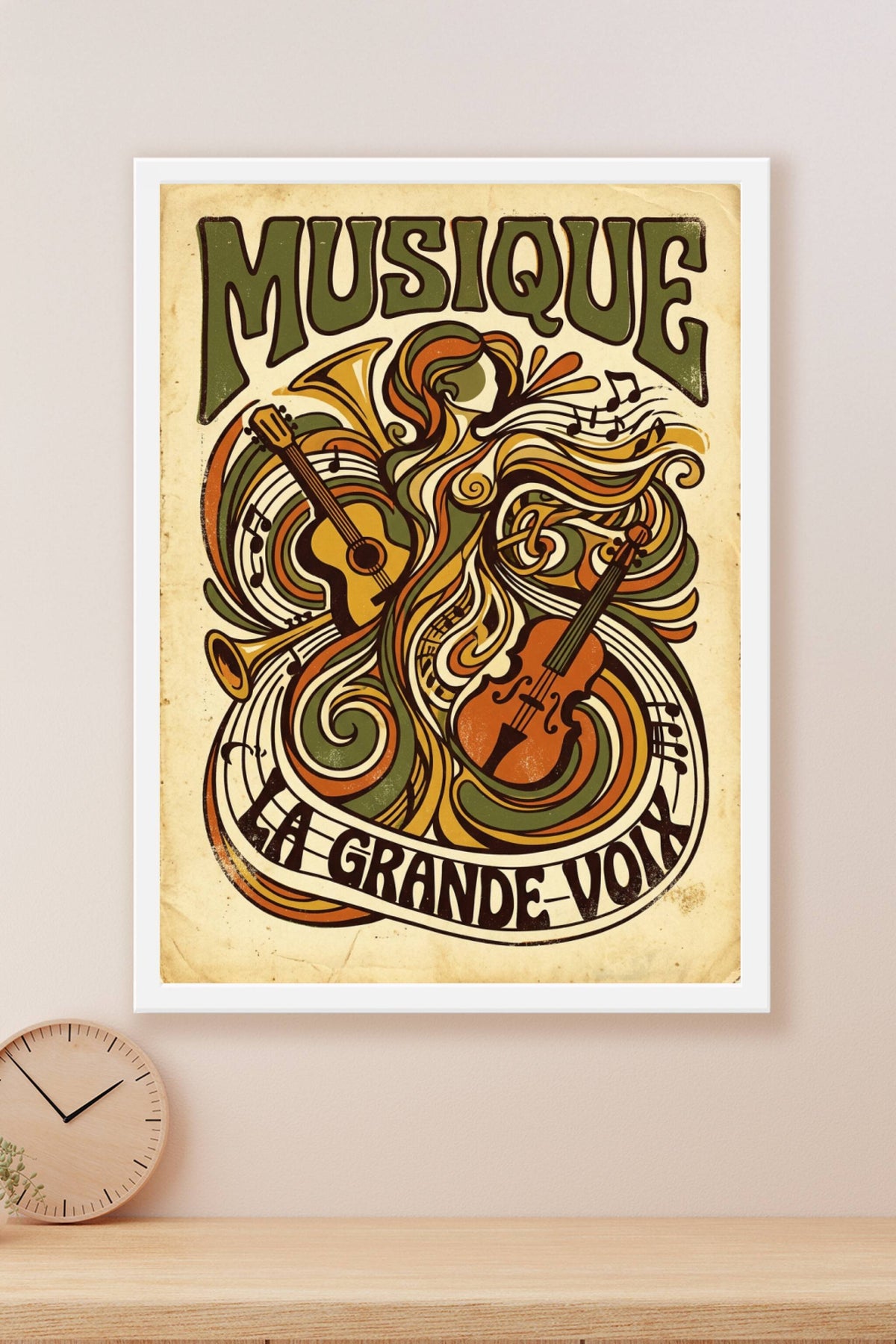 Affiche de musique vintage, poster La Grande Voix