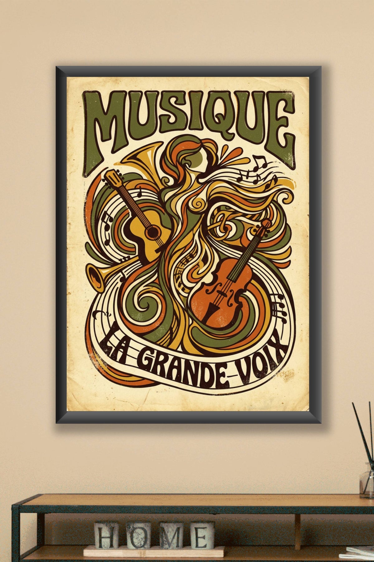 Affiche de musique vintage, poster La Grande Voix