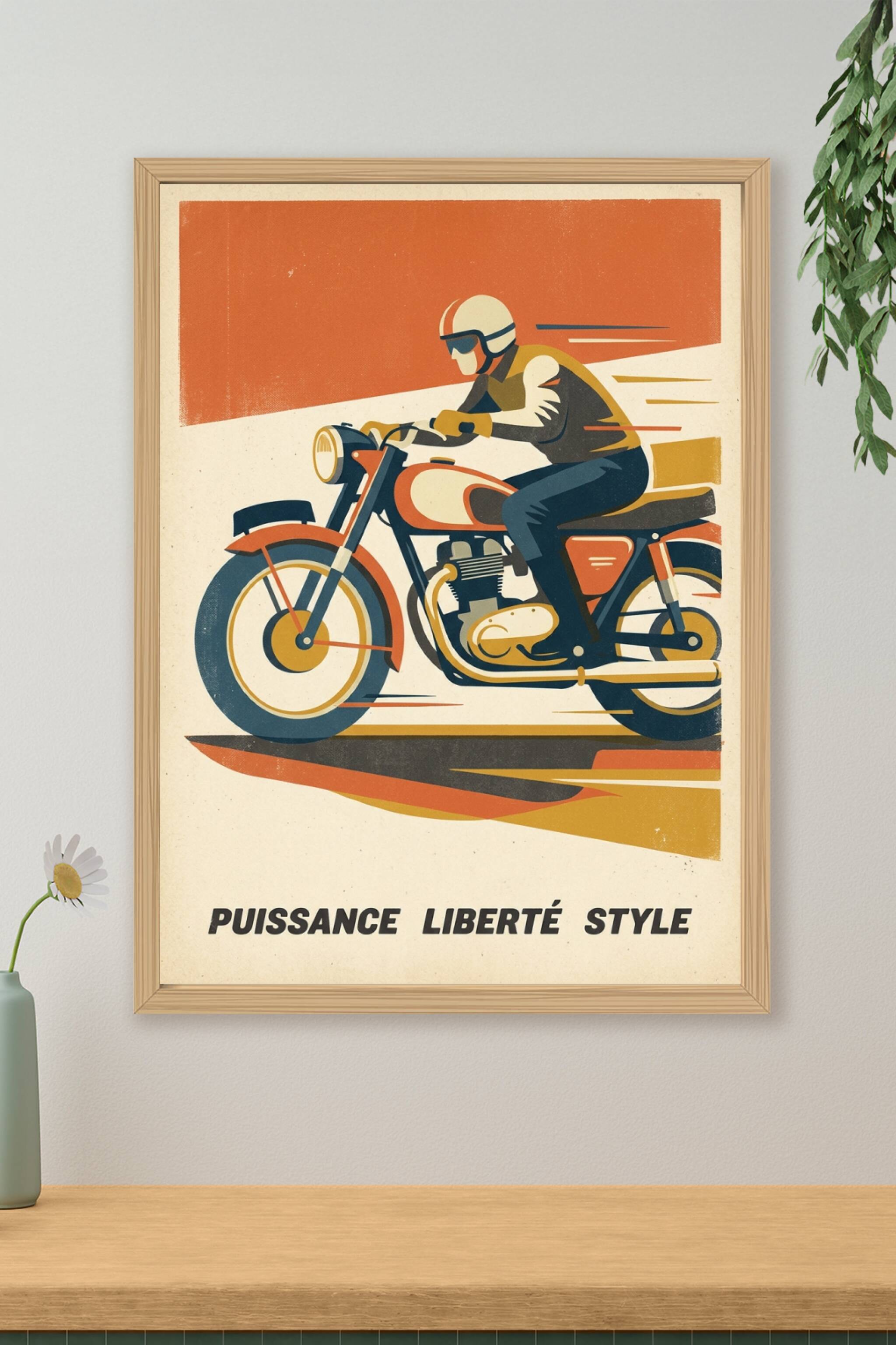 Affiche moto vintage, poster décoratif garage