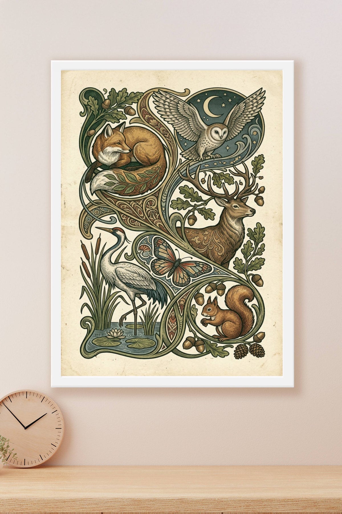 Affiche d'animaux de la forêt, style vintage