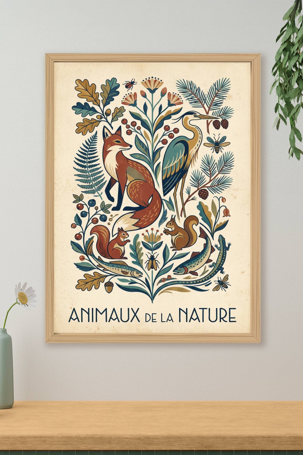 Affiche Animaux de la Nature, poster vintage