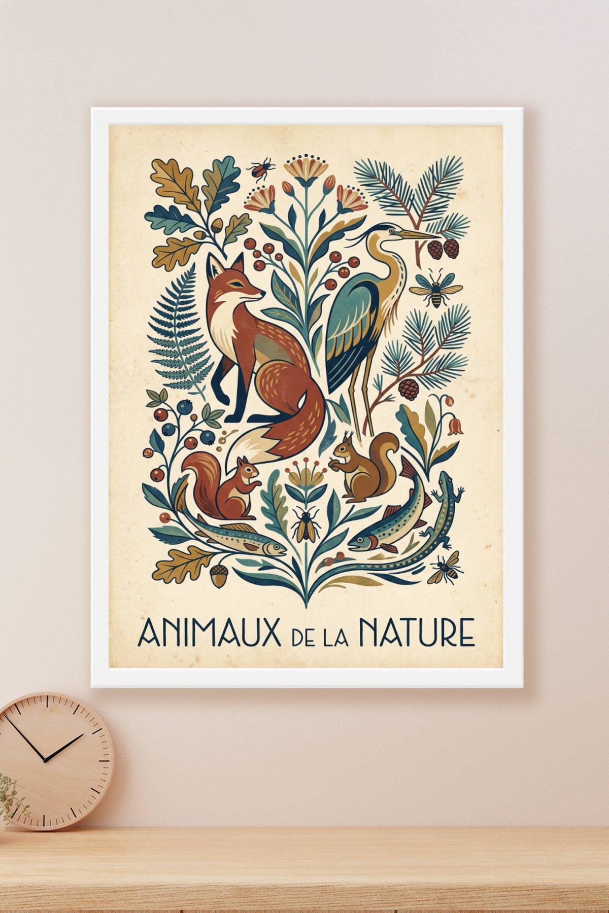 Affiche Animaux de la Nature, poster vintage