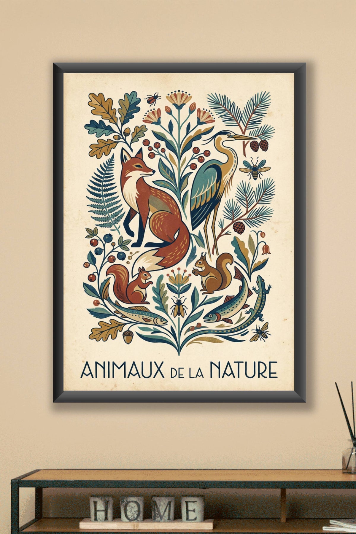 Affiche Animaux de la Nature, poster vintage