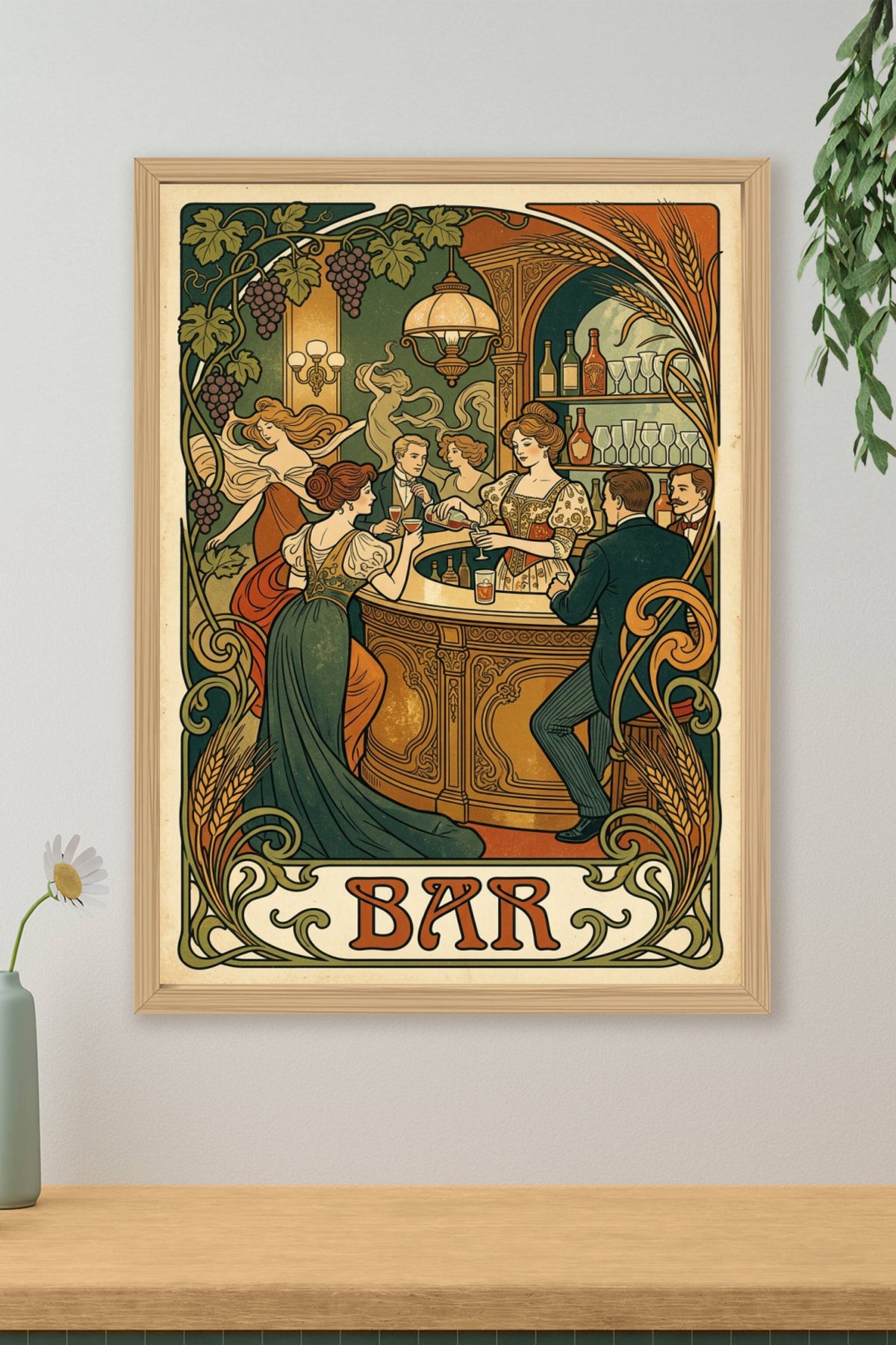 Affiche Bar vintage, style Art Nouveau