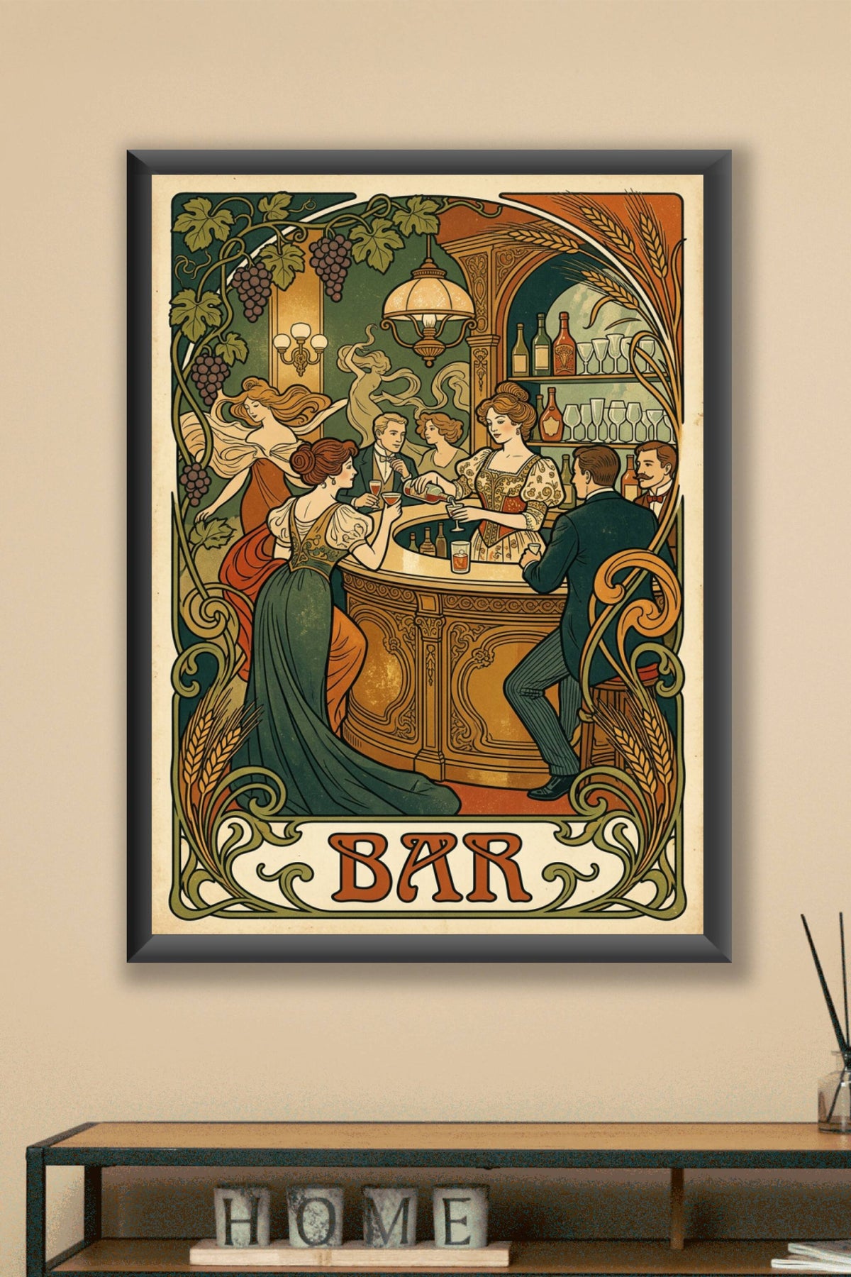 Affiche Bar vintage, style Art Nouveau