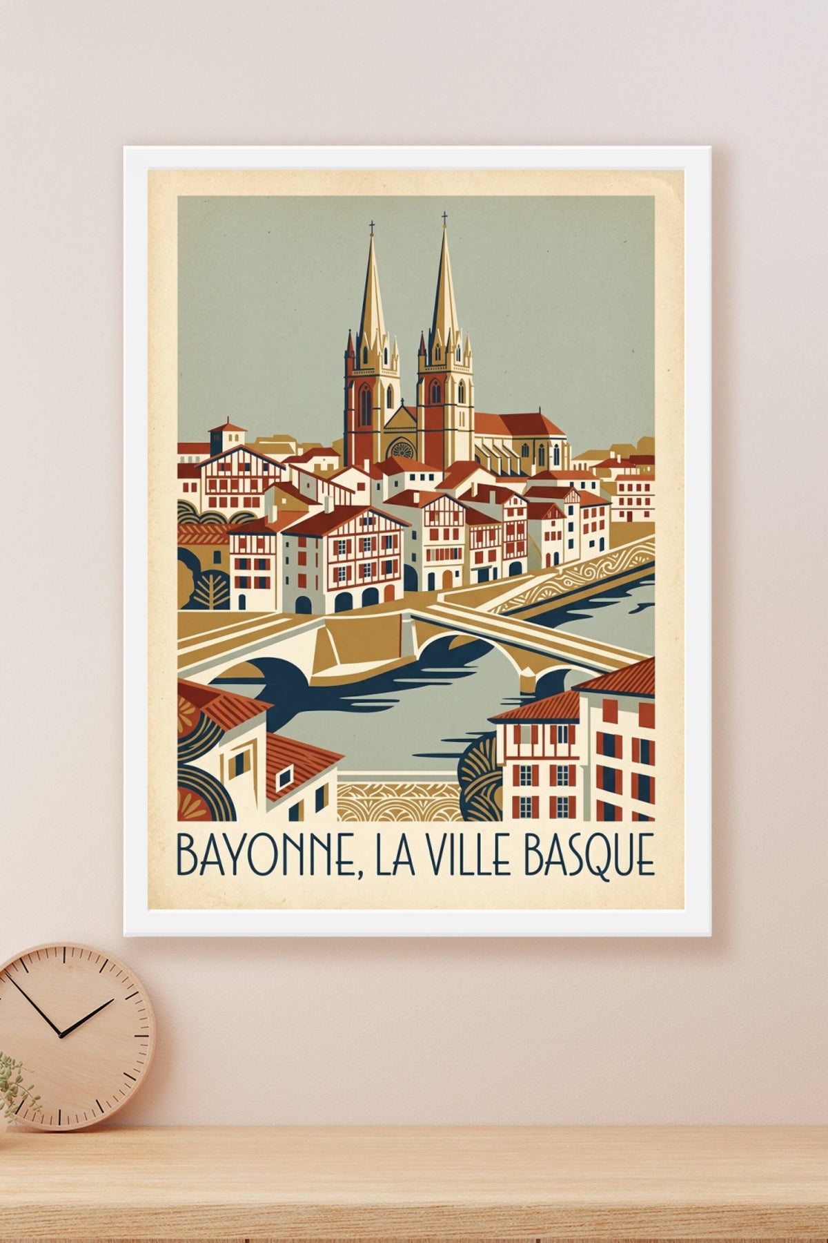 Affiche de Bayonne, poster vintage de la ville basque