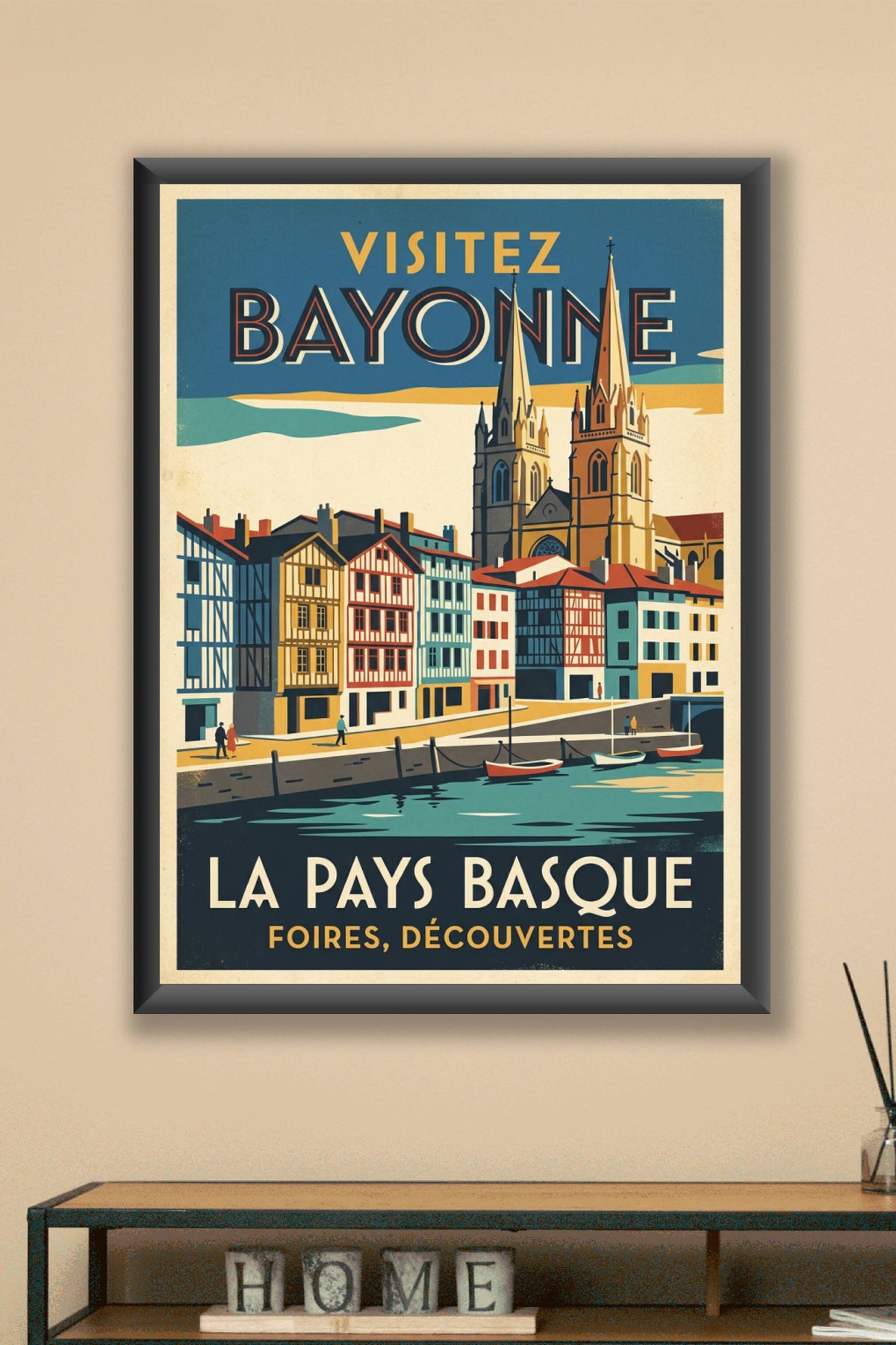 Affiche de Bayonne, poster ville vintage